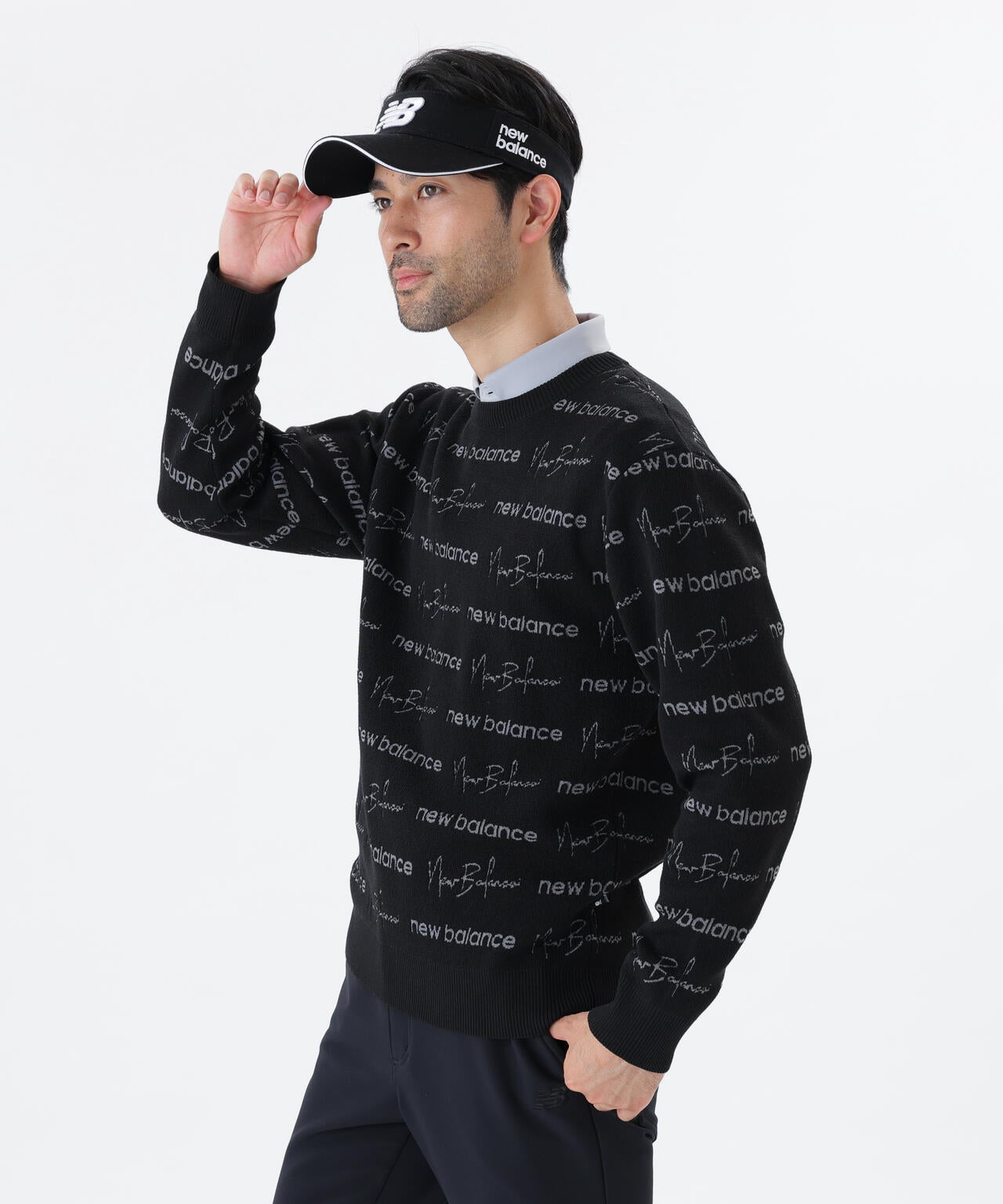 ロゴラッピングペーパー柄 クルーネック ニット プルオーバー (MENS)