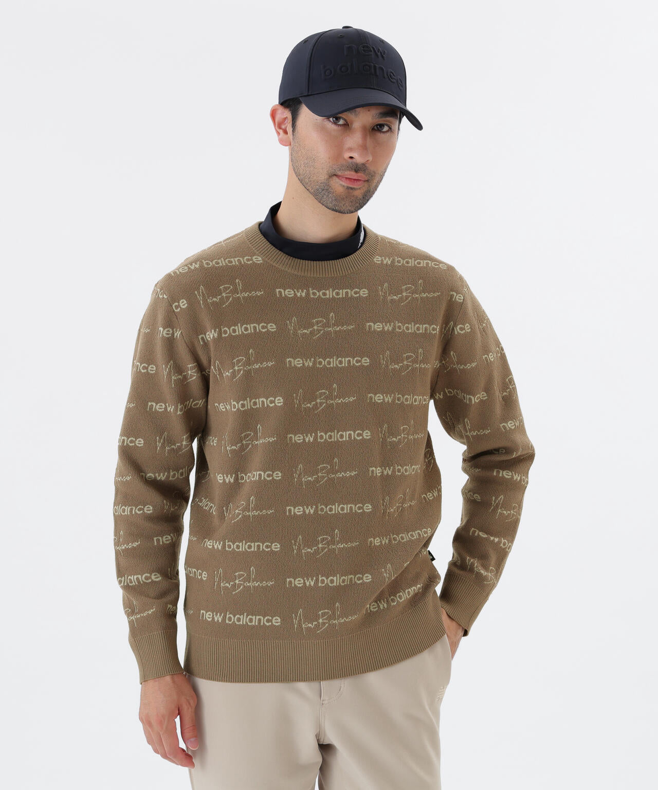 ロゴラッピングペーパー柄 クルーネック ニット プルオーバー (MENS)