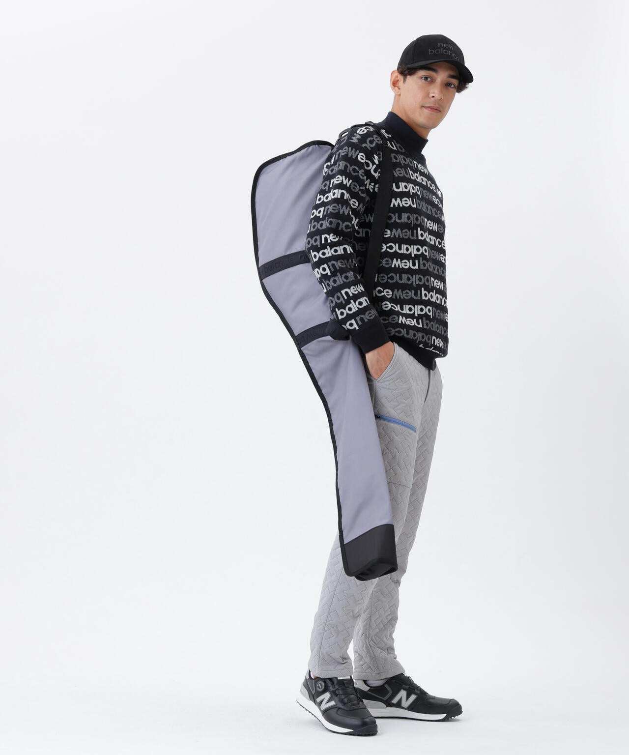 アップサイドダウンロゴボーダー 吸湿発熱 クルーネック ニット プルオーバー (MENS)