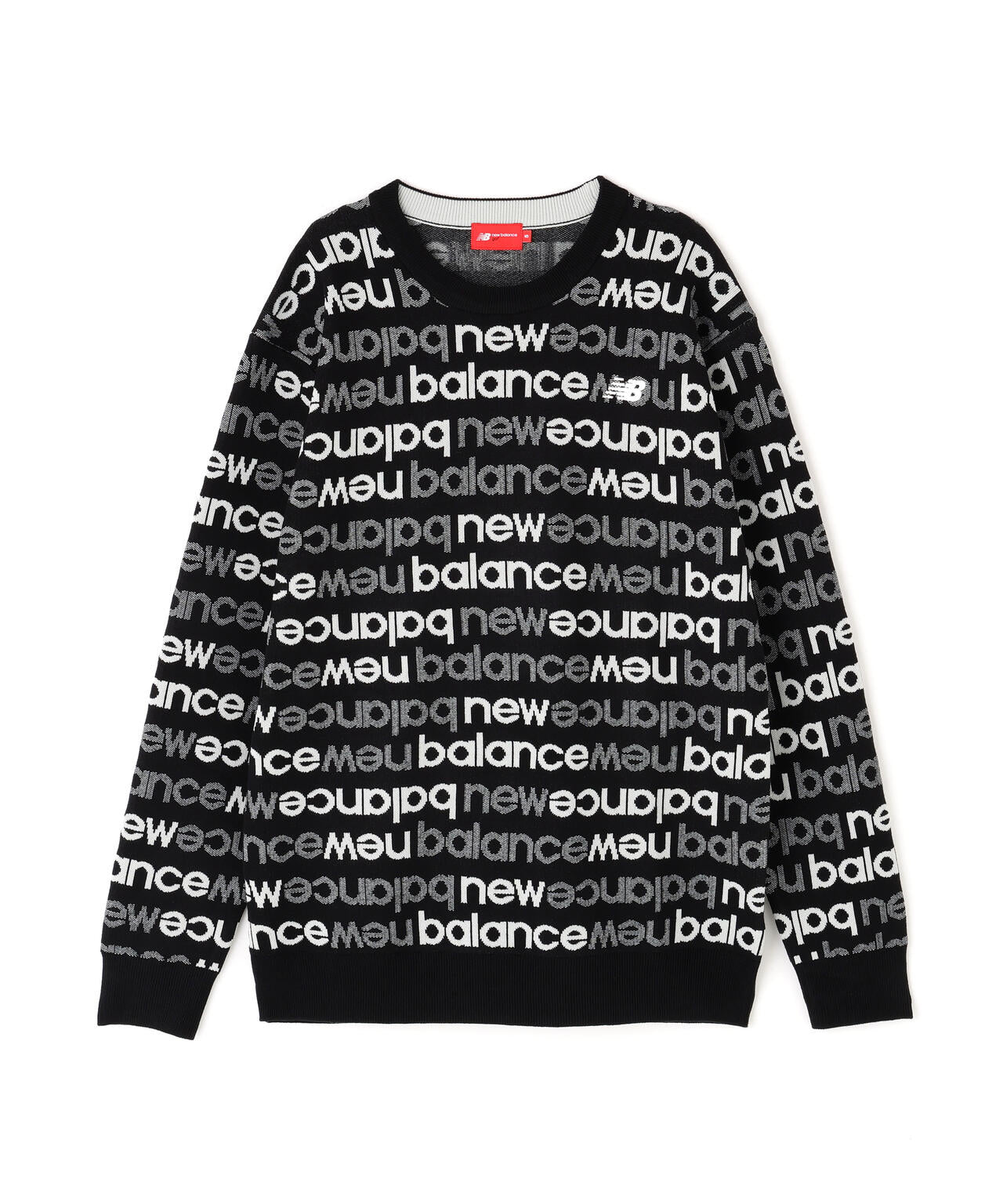 アップサイドダウンロゴボーダー 吸湿発熱 クルーネック ニット プルオーバー (MENS)