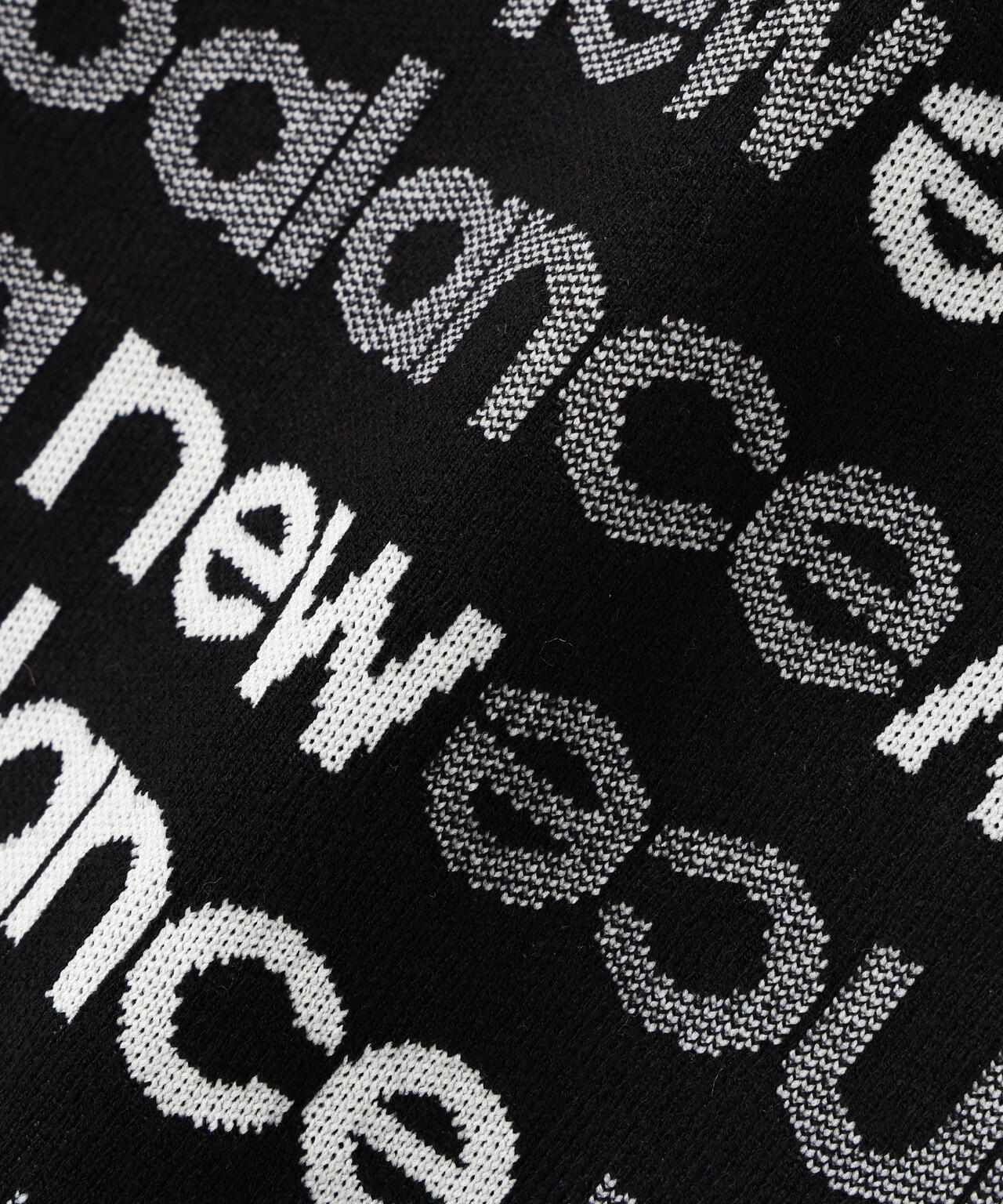 アップサイドダウンロゴボーダー 吸湿発熱 クルーネック ニット プルオーバー (MENS)