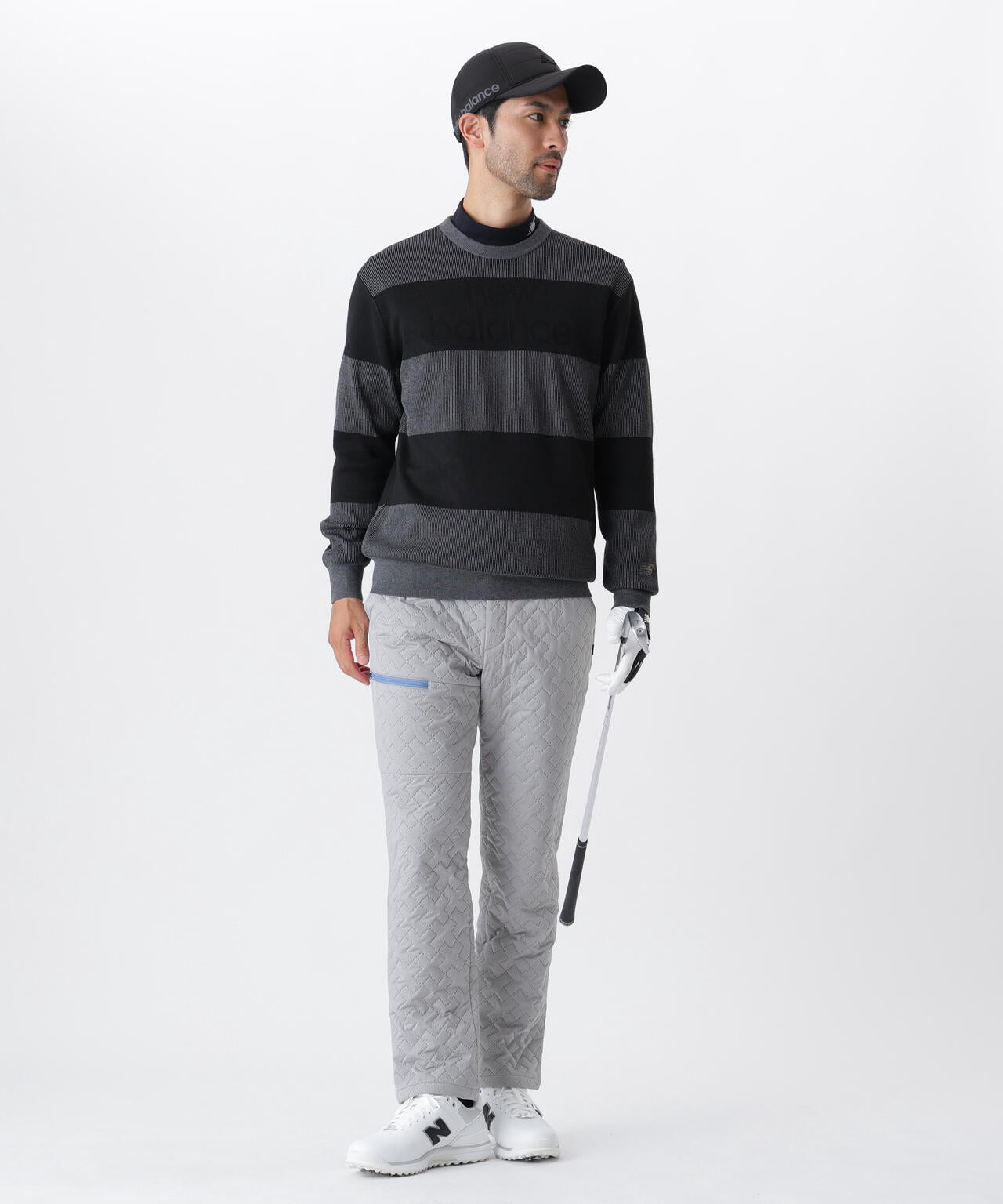 針抜きリブ×ロゴ クルーネック ニット プルオーバー (MENS)