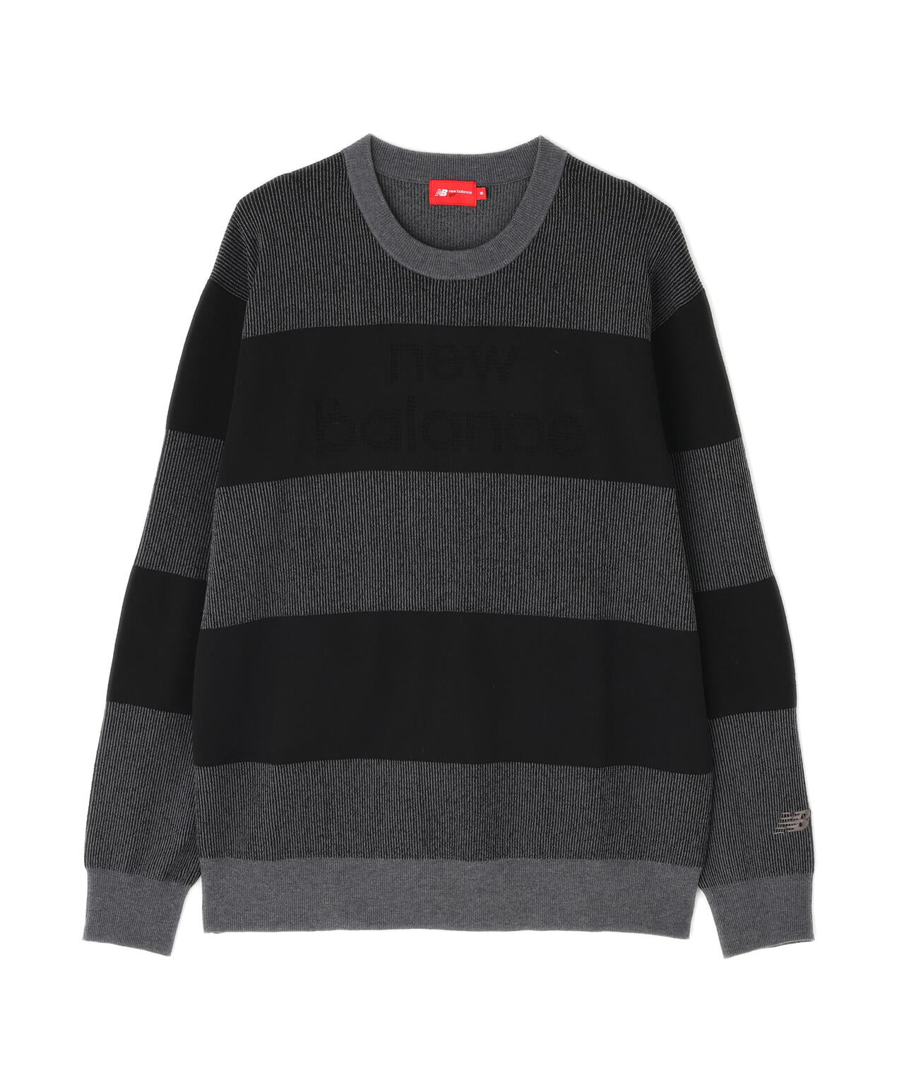 針抜きリブ×ロゴ クルーネック ニット プルオーバー (MENS)