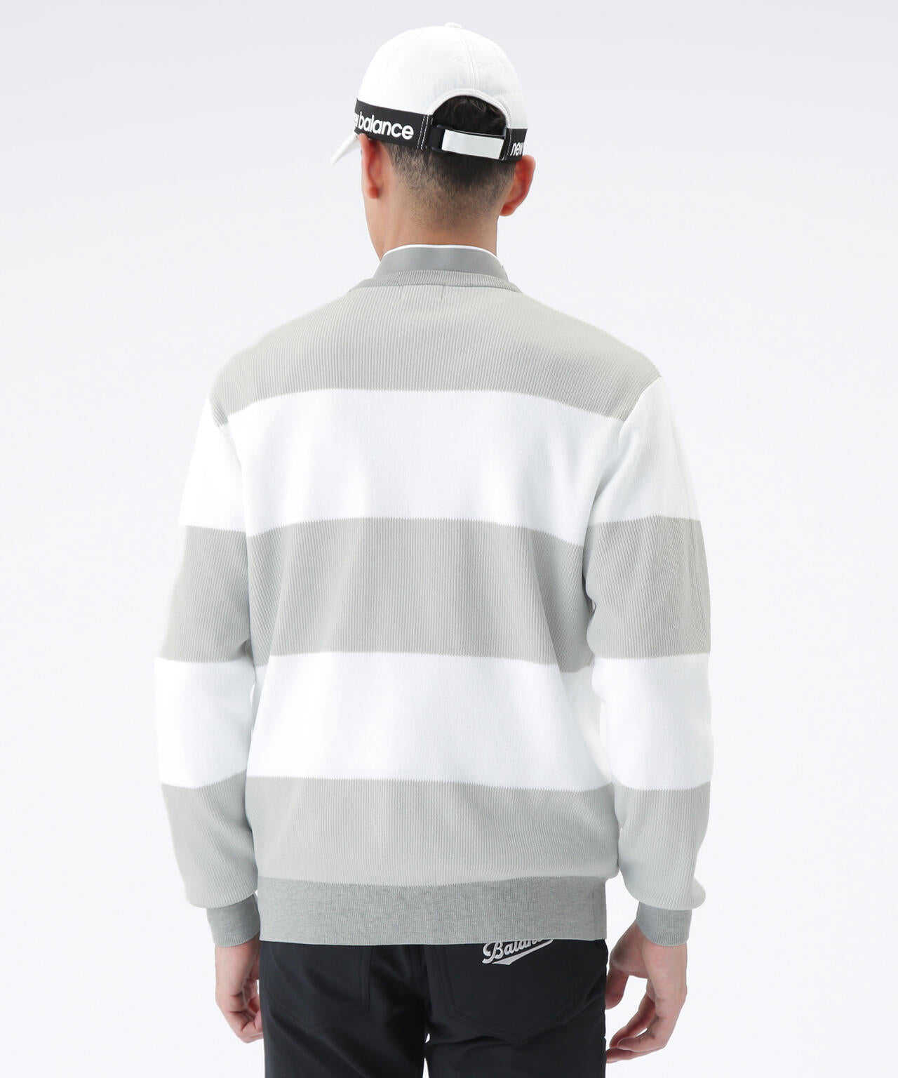 針抜きリブ×ロゴ クルーネック ニット プルオーバー (MENS)