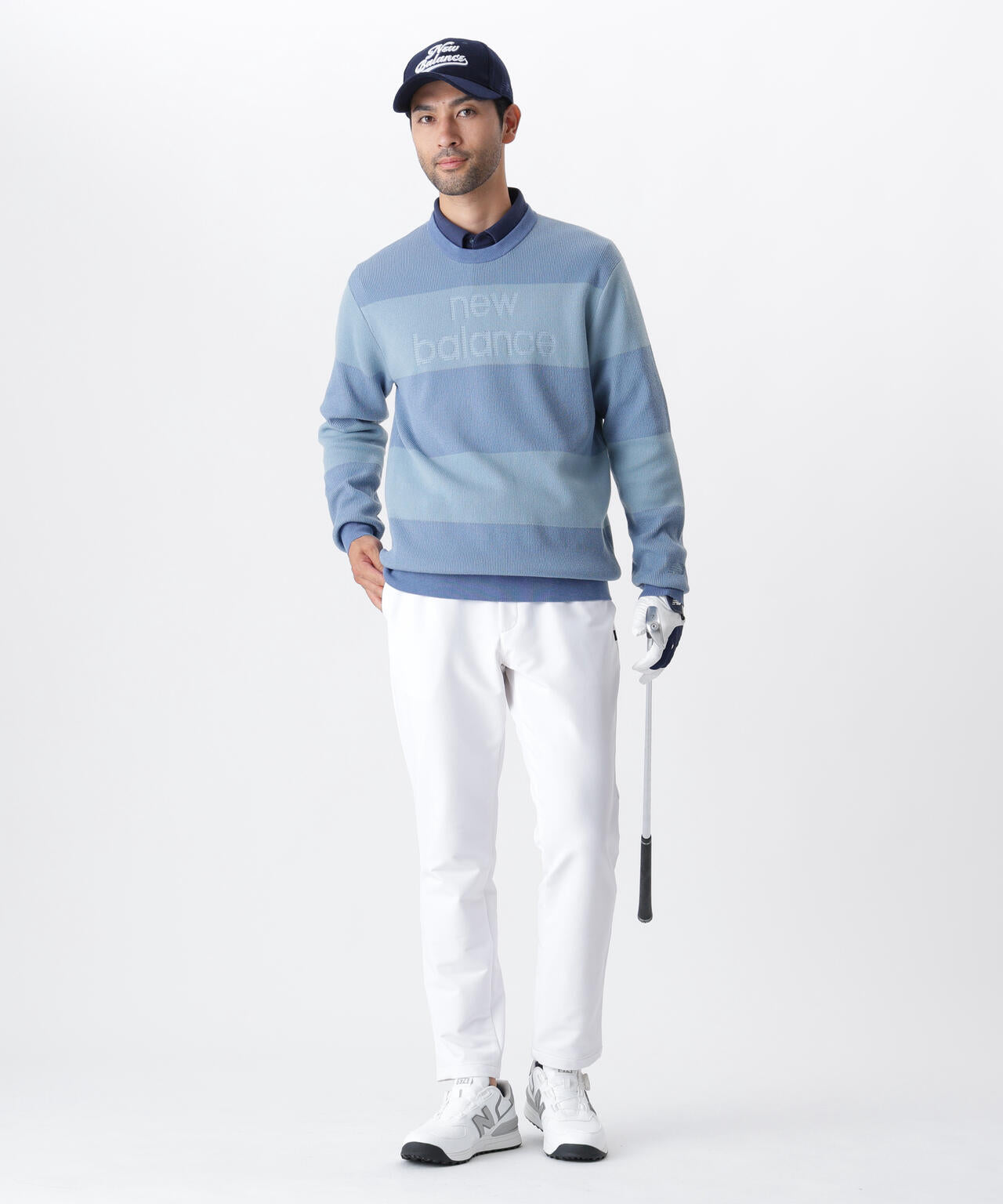 針抜きリブ×ロゴ クルーネック ニット プルオーバー (MENS)