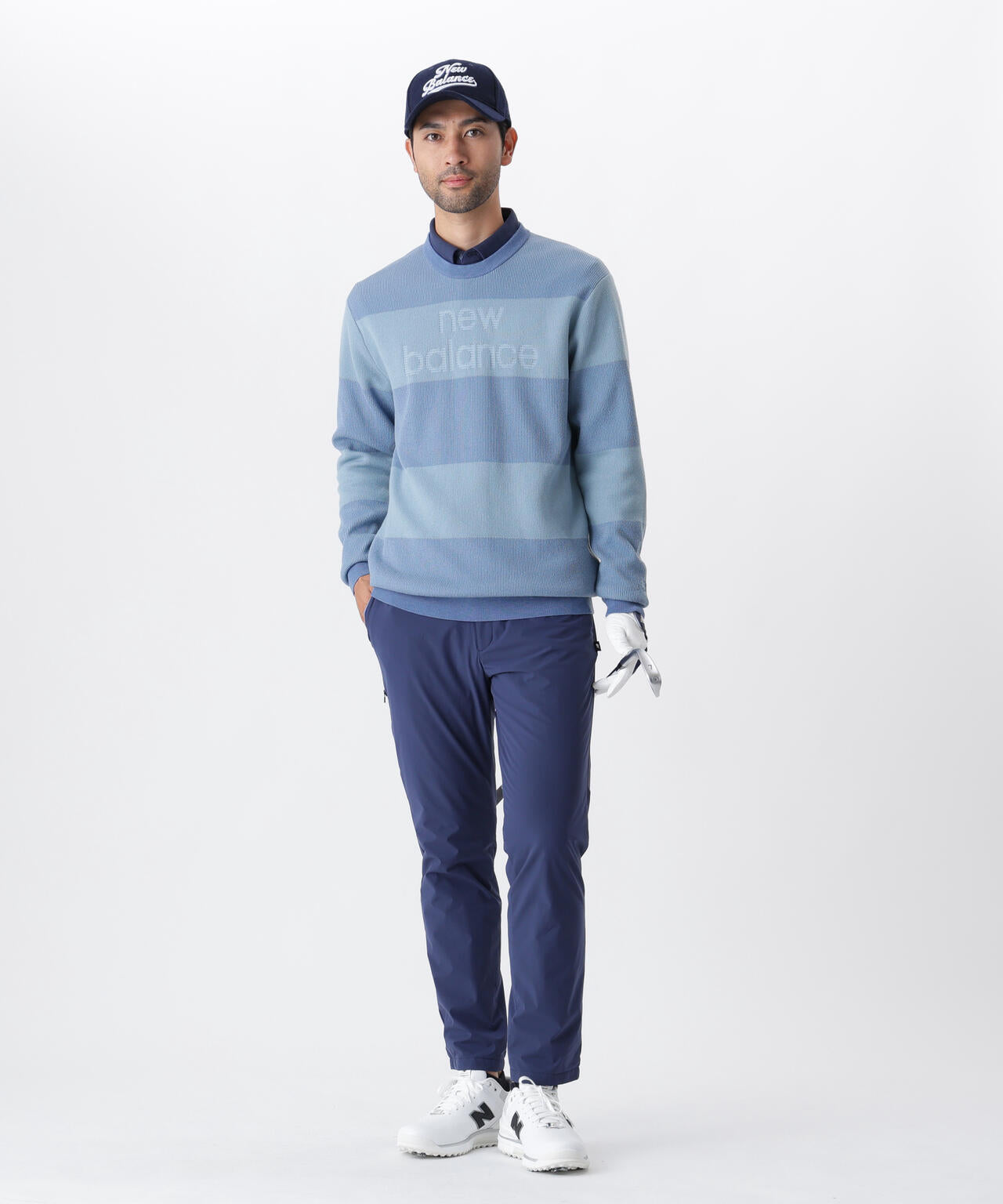 針抜きリブ×ロゴ クルーネック ニット プルオーバー (MENS)