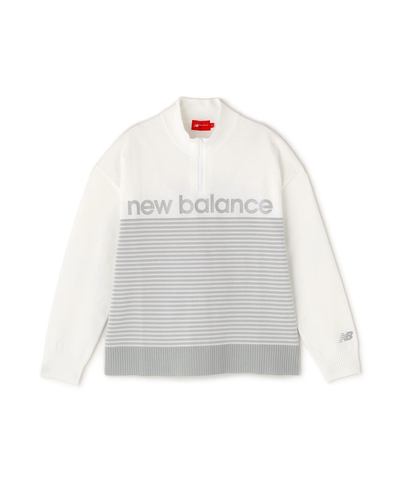ロゴ×ボーダー ハーフジップ スタンドネック ニット プルオーバー (WOMENS)