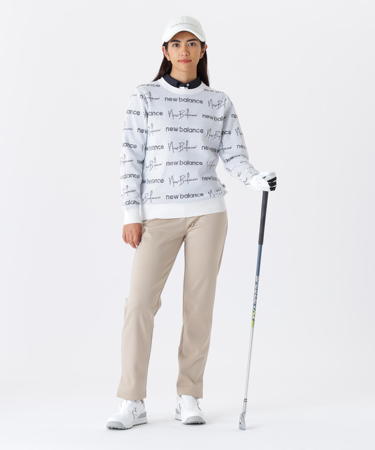 ロゴラッピングペーパー柄 クルーネック ニット プルオーバー (WOMENS)