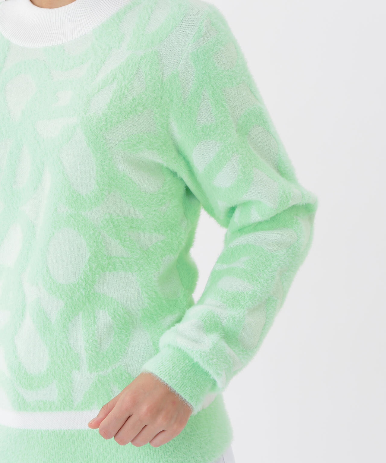 フローティングロゴ ハイネック ニット プルオーバー (WOMENS)