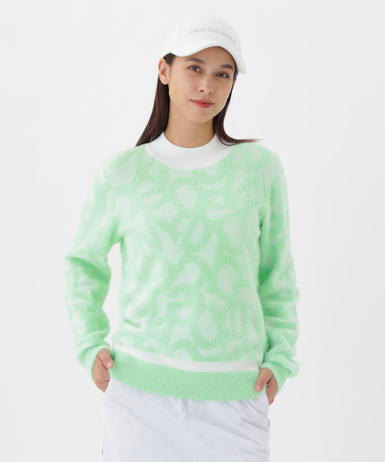 フローティングロゴ ハイネック ニット プルオーバー (WOMENS)