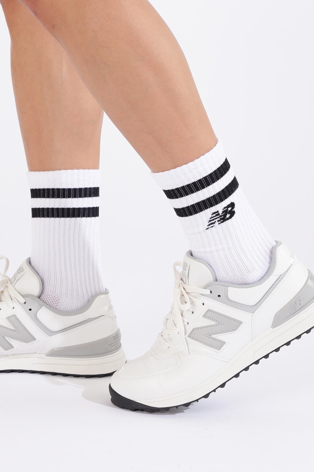 二本ライン×ロゴ ミドルソックス (MENS)