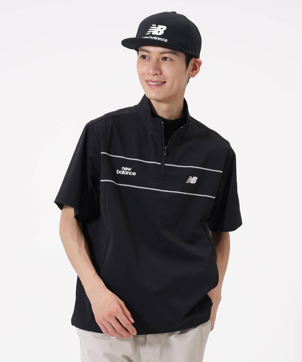 ハーフスリーブ スタンドジップ プルオーバー (MENS)