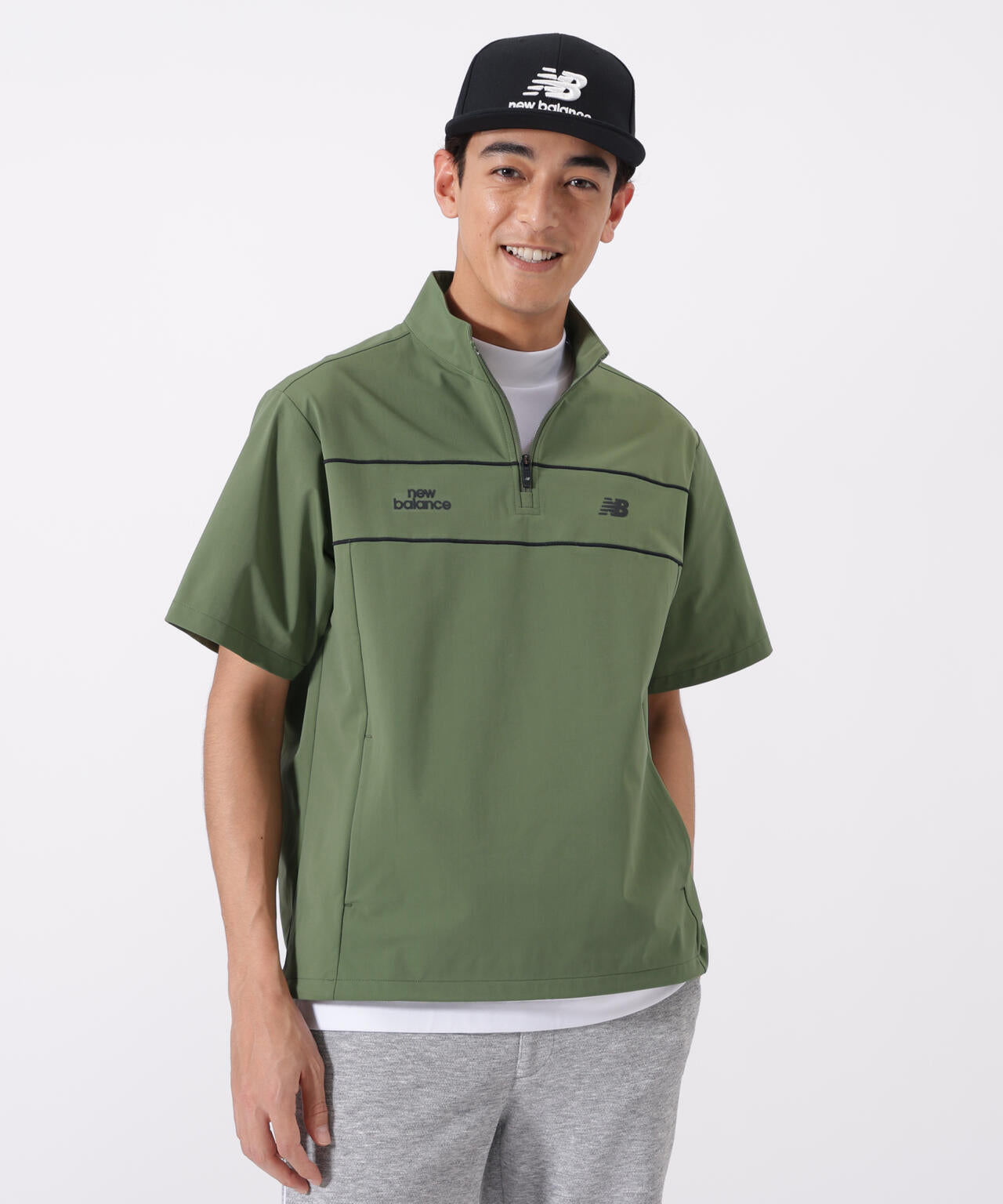 ハーフスリーブ スタンドジップ プルオーバー (MENS)