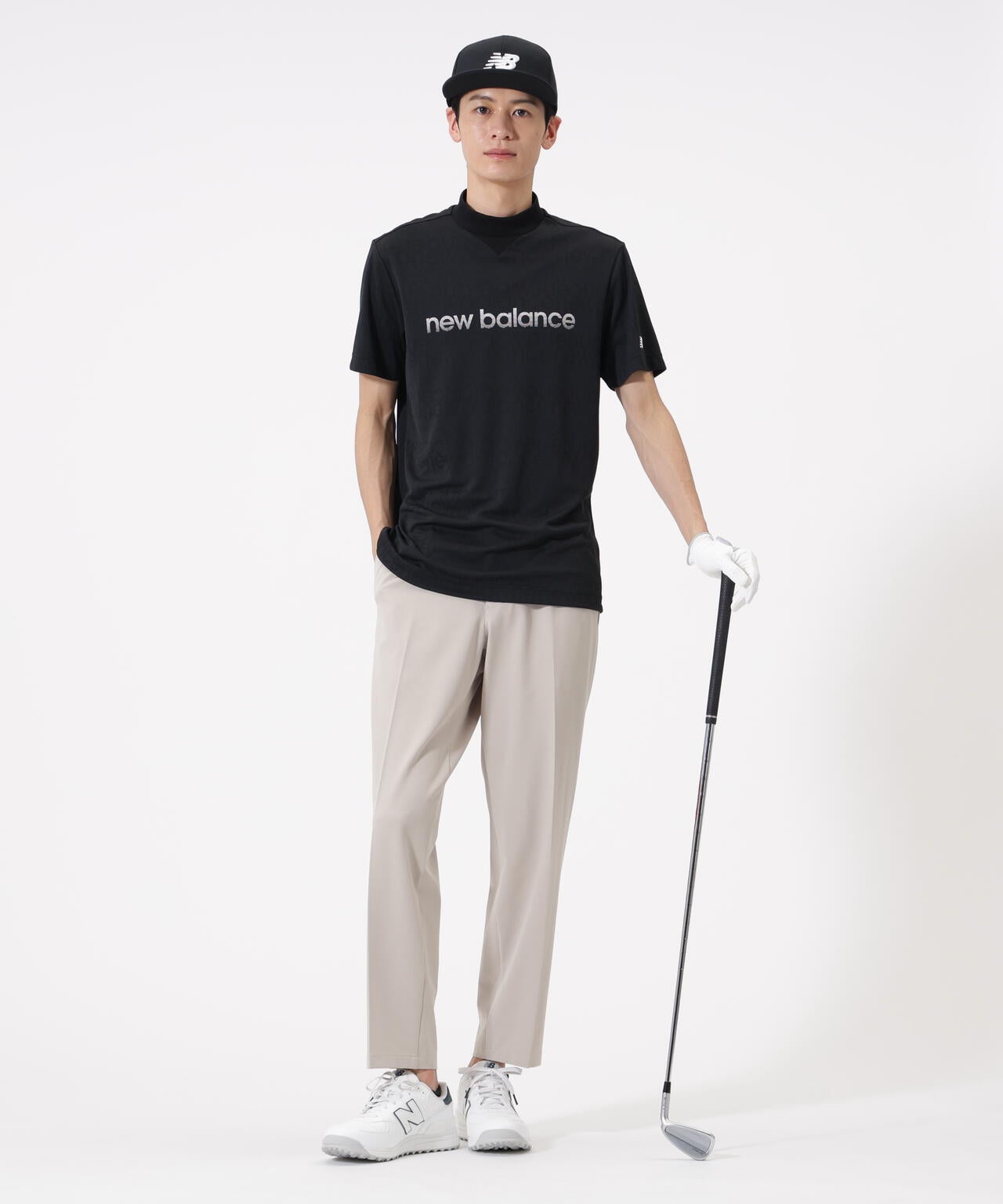 リフレクトロゴボーダー柄 ショートスリーブ モックネック プルオーバー (MENS)