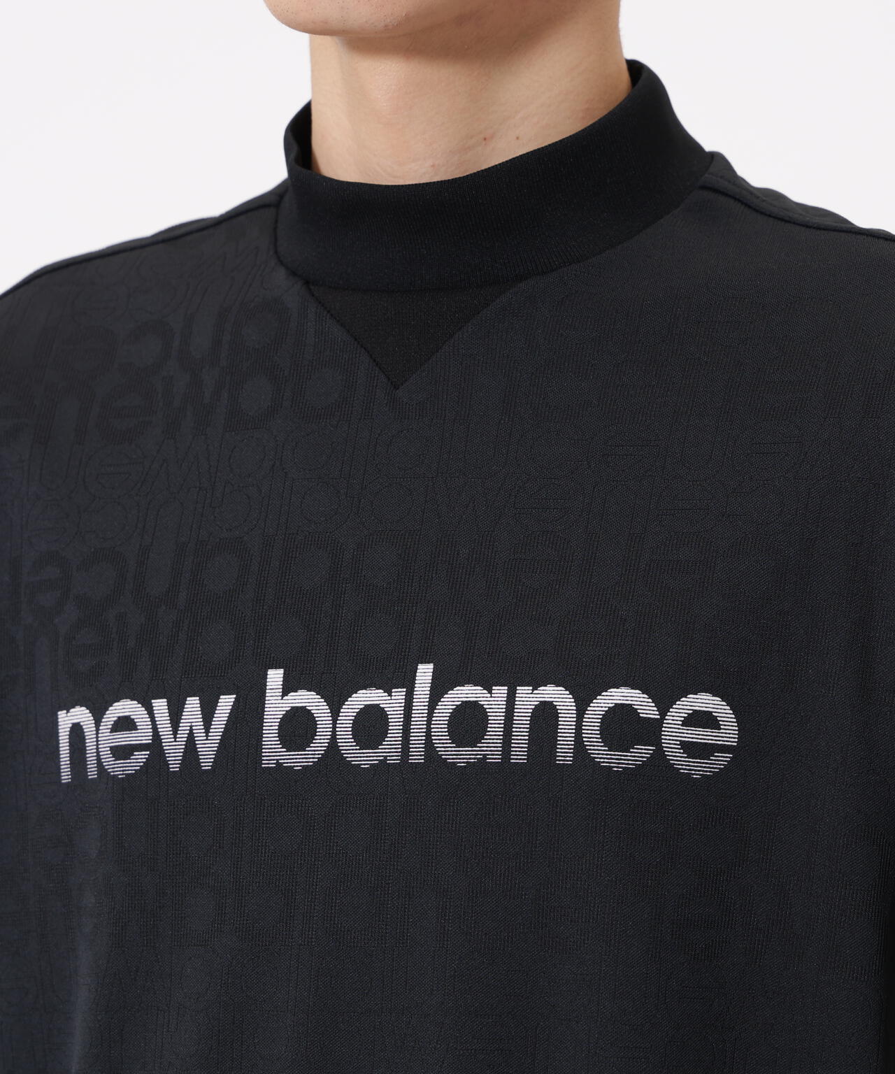 リフレクトロゴボーダー柄 ショートスリーブ モックネック プルオーバー (MENS)