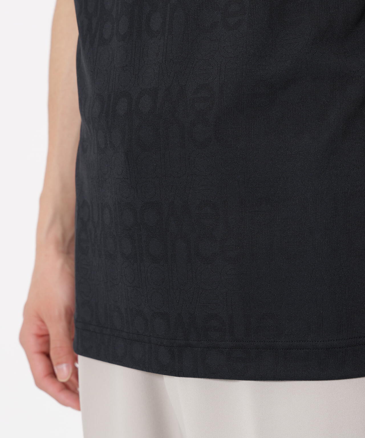 リフレクトロゴボーダー柄 ショートスリーブ モックネック プルオーバー (MENS)