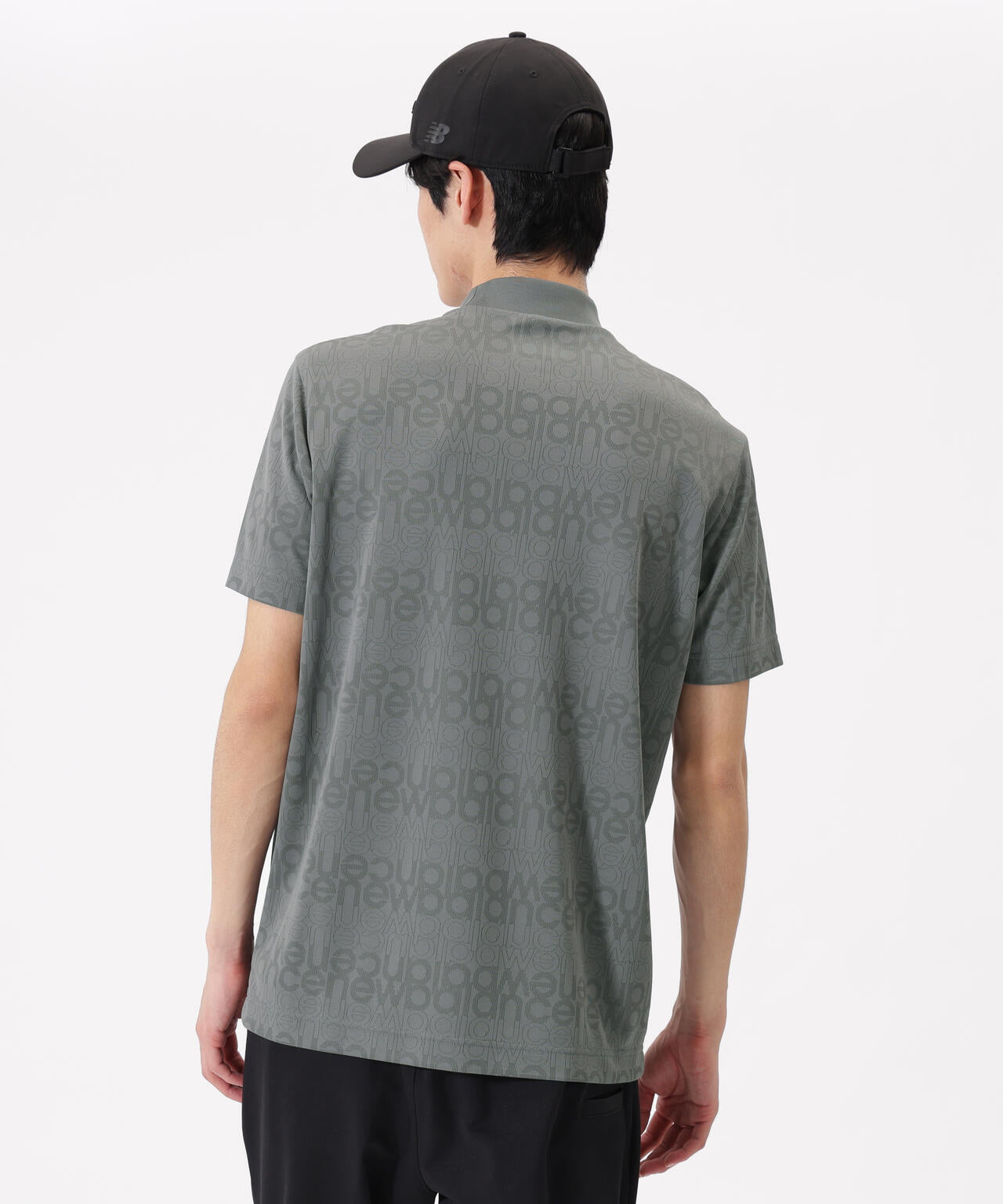 リフレクトロゴボーダー柄 ショートスリーブ モックネック プルオーバー (MENS)