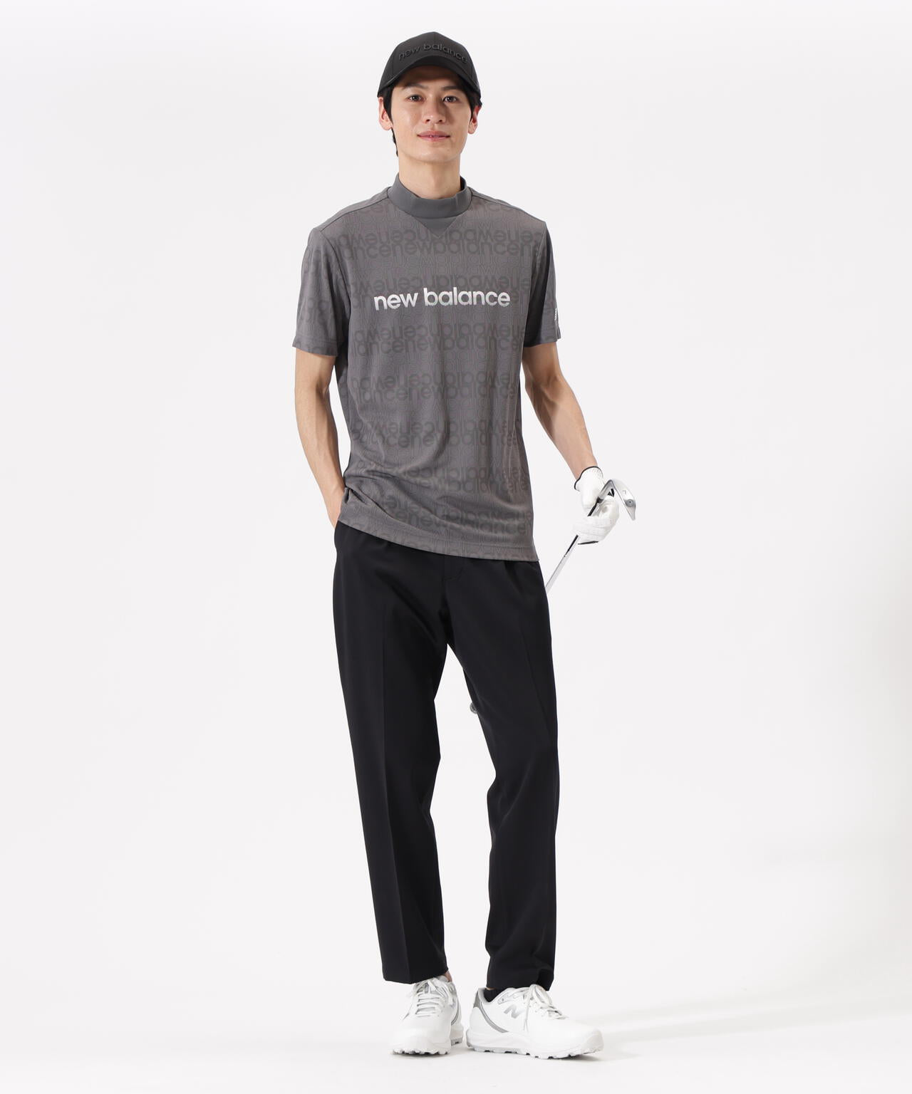 リフレクトロゴボーダー柄 ショートスリーブ モックネック プルオーバー (MENS)