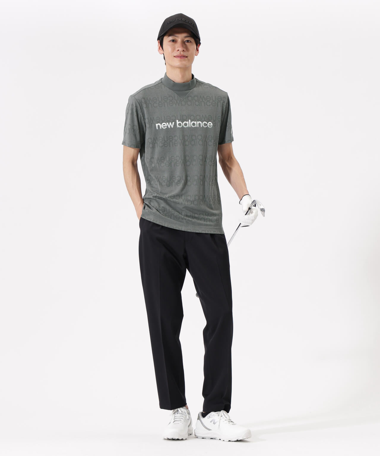 リフレクトロゴボーダー柄 ショートスリーブ モックネック プルオーバー (MENS)