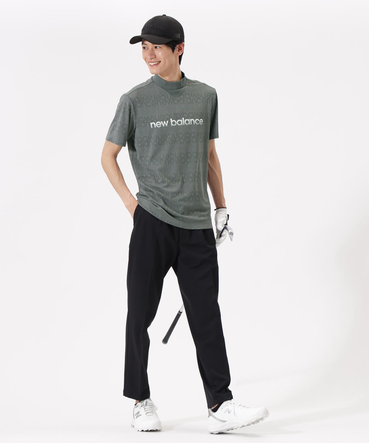 リフレクトロゴボーダー柄 ショートスリーブ モックネック プルオーバー (MENS)