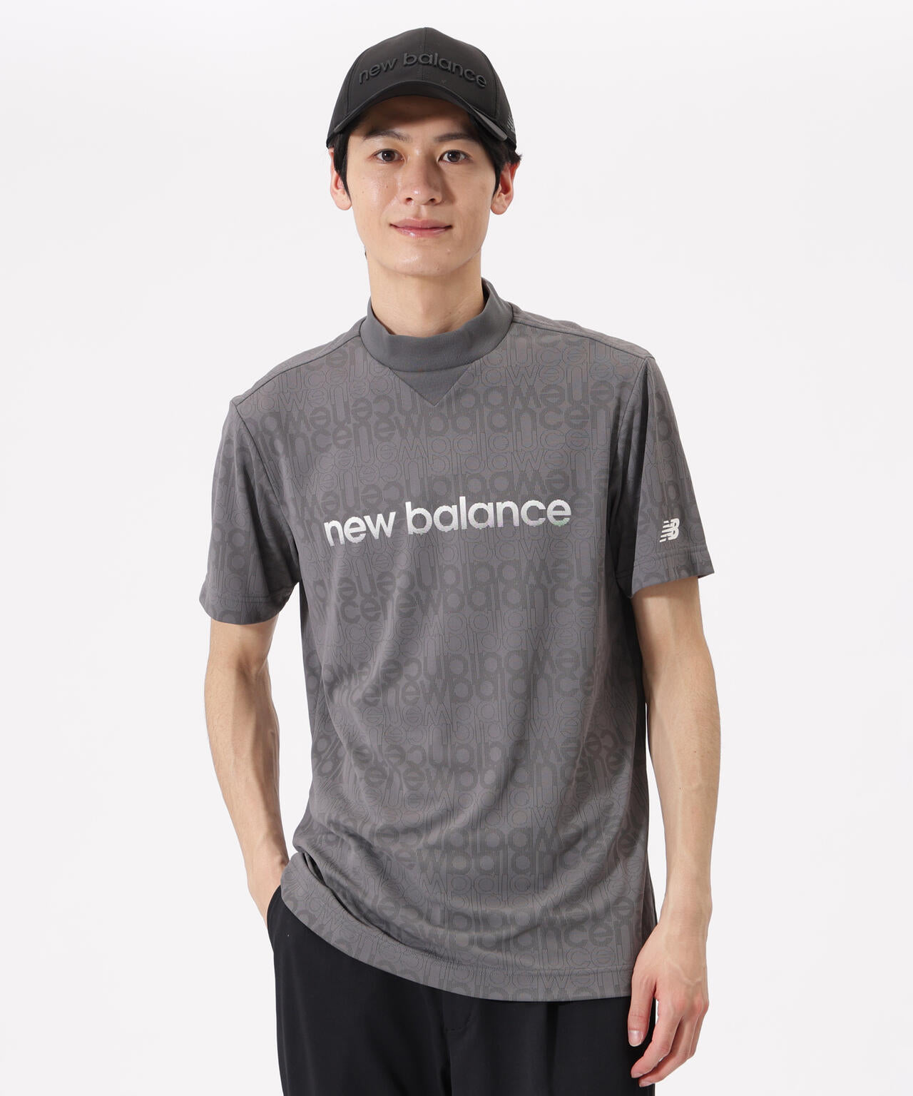 リフレクトロゴボーダー柄 ショートスリーブ モックネック プルオーバー (MENS)