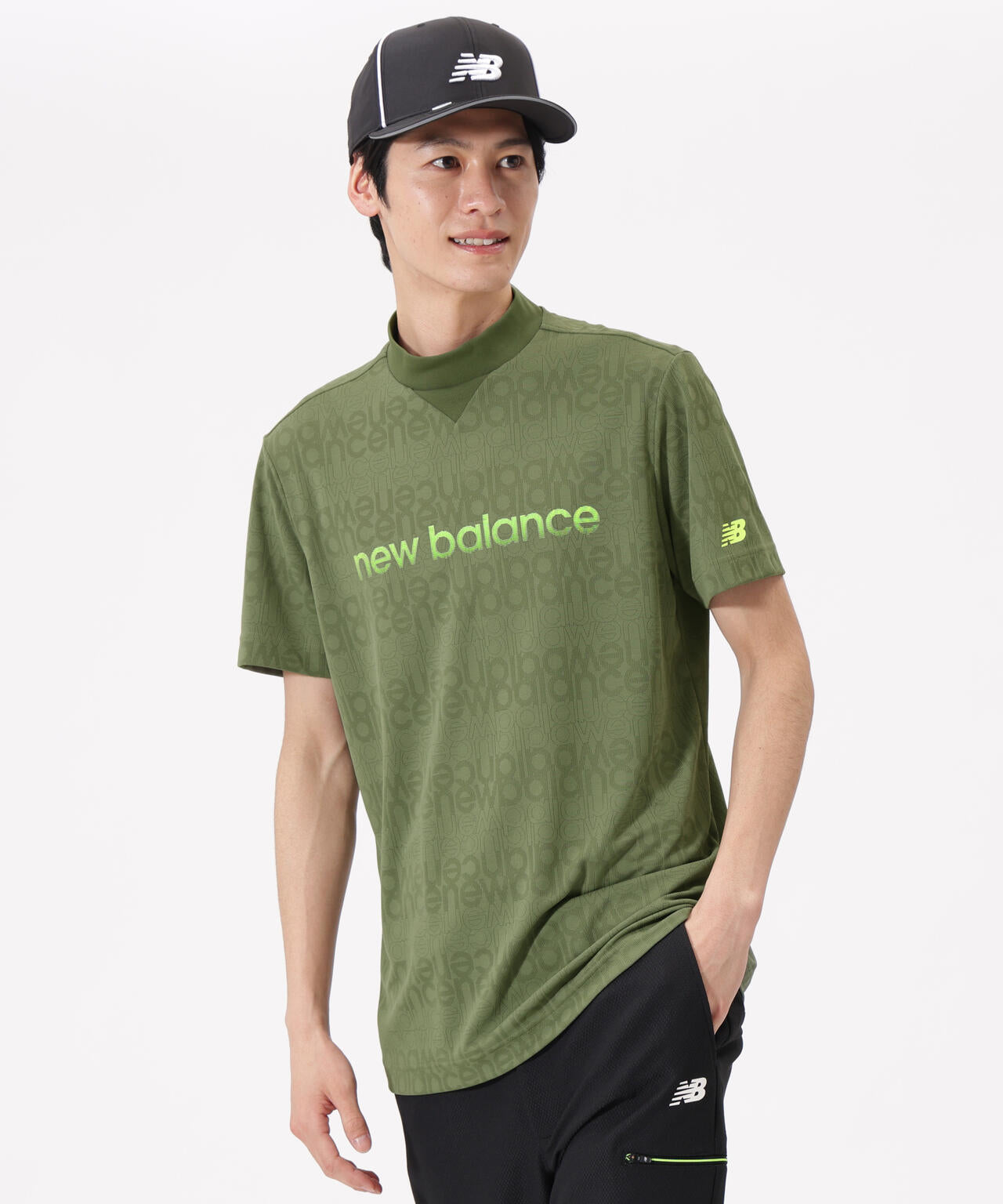 リフレクトロゴボーダー柄 ショートスリーブ モックネック プルオーバー (MENS)