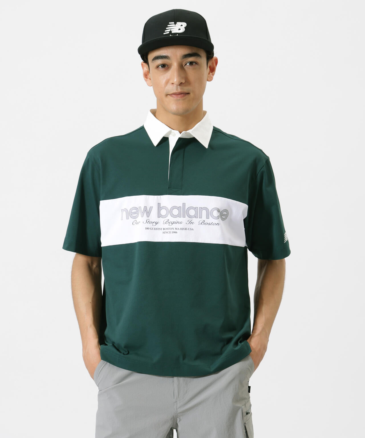 接触冷感 ハーフスリーブ ラガーシャツ (MENS)