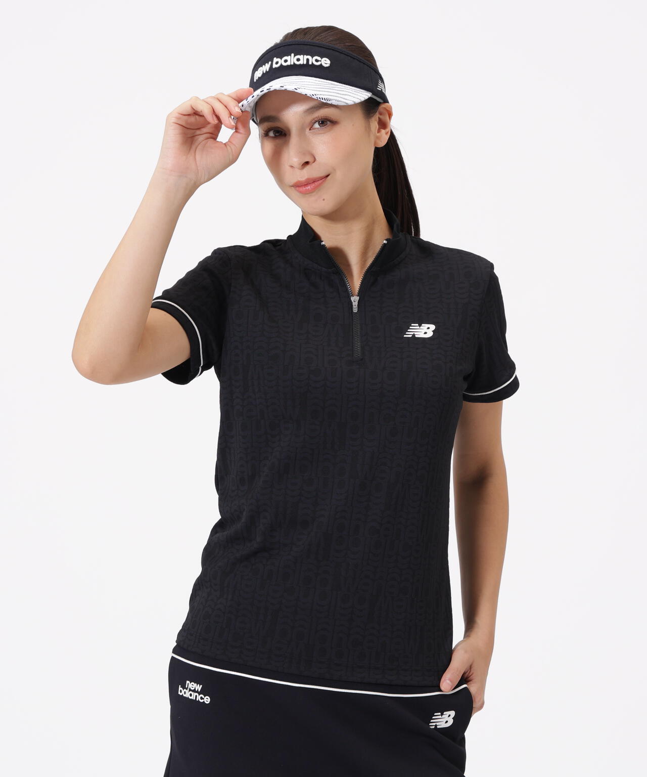リフレクト・オーバーラップロゴ柄 ハーフジップ モックネック プルオーバー (WOMENS)