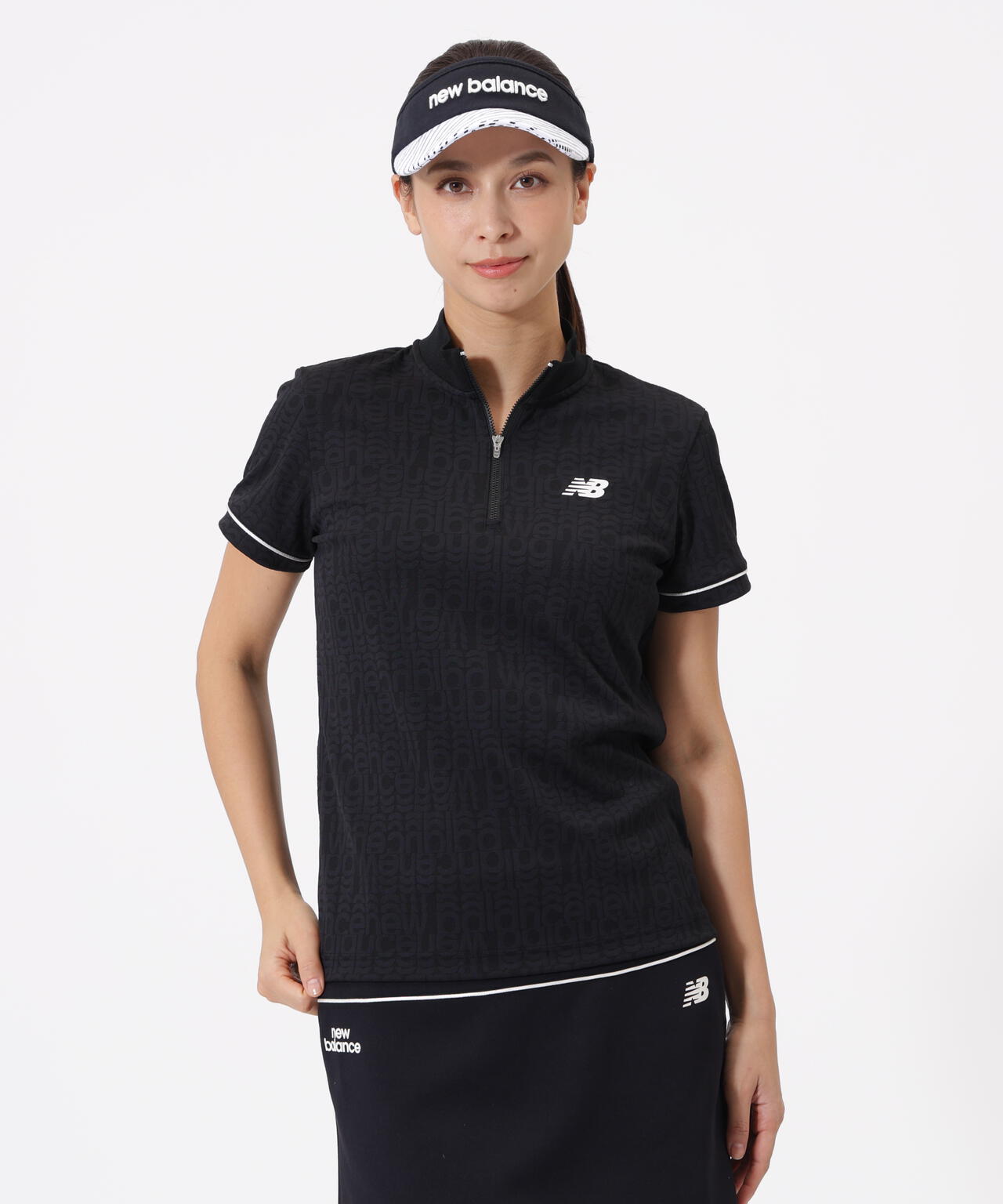 リフレクト・オーバーラップロゴ柄 ハーフジップ モックネック プルオーバー (WOMENS)