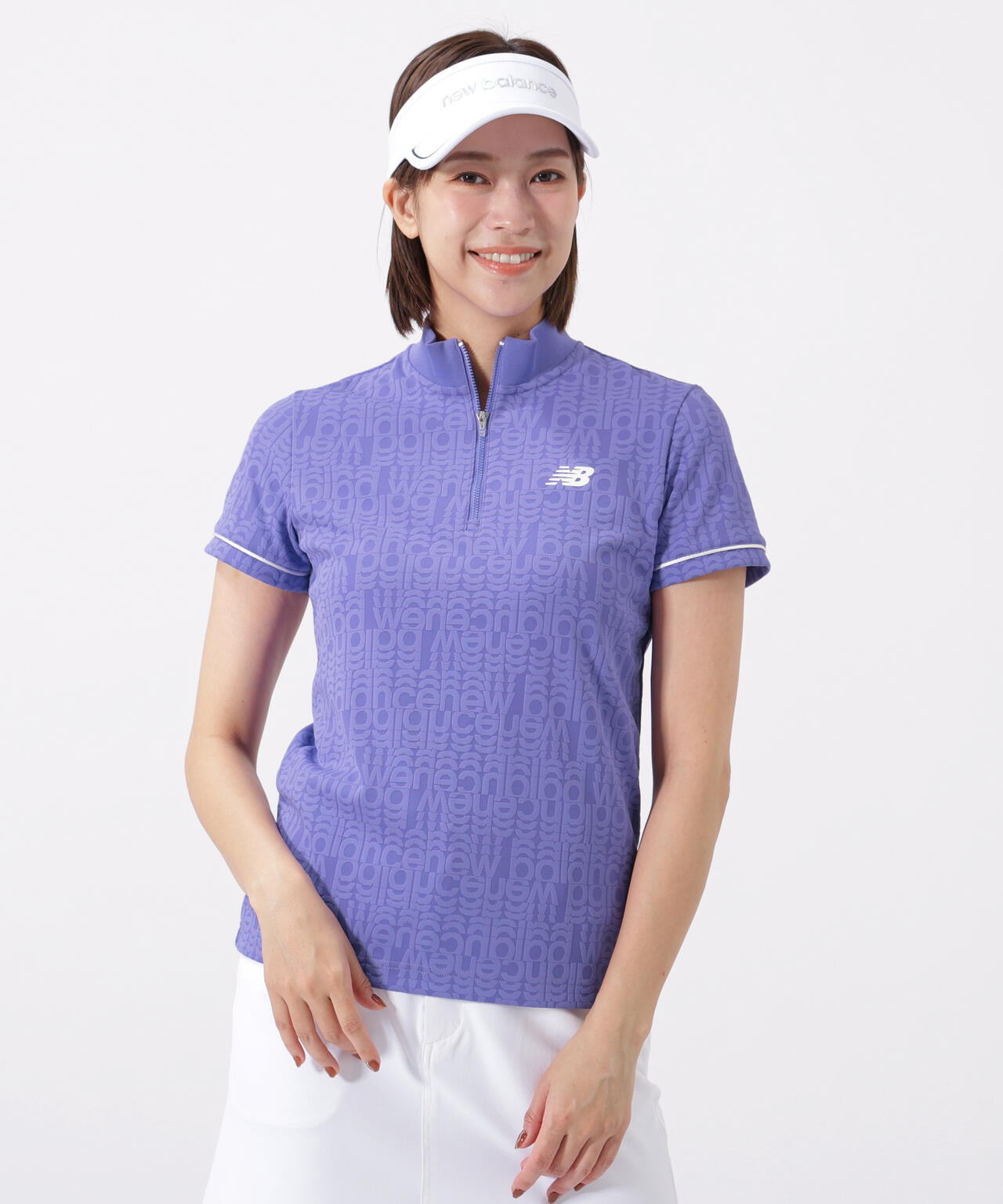 リフレクト・オーバーラップロゴ柄 ハーフジップ モックネック プルオーバー (WOMENS)