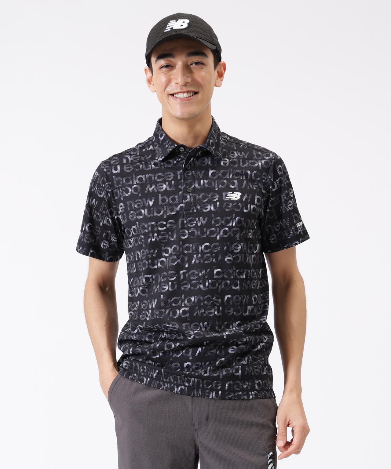 グラデーションボーダーロゴ柄 半袖 カラーシャツ (MENS)
