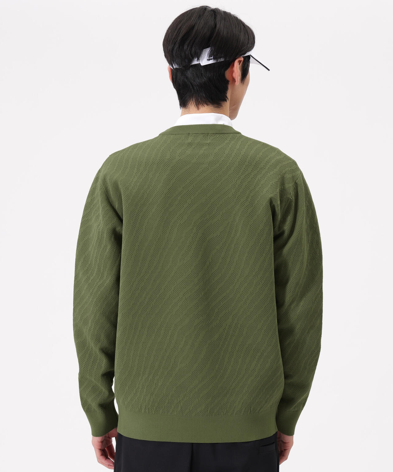 トーナルゼブラ柄 メッシュ ニット プルオーバー (MENS)