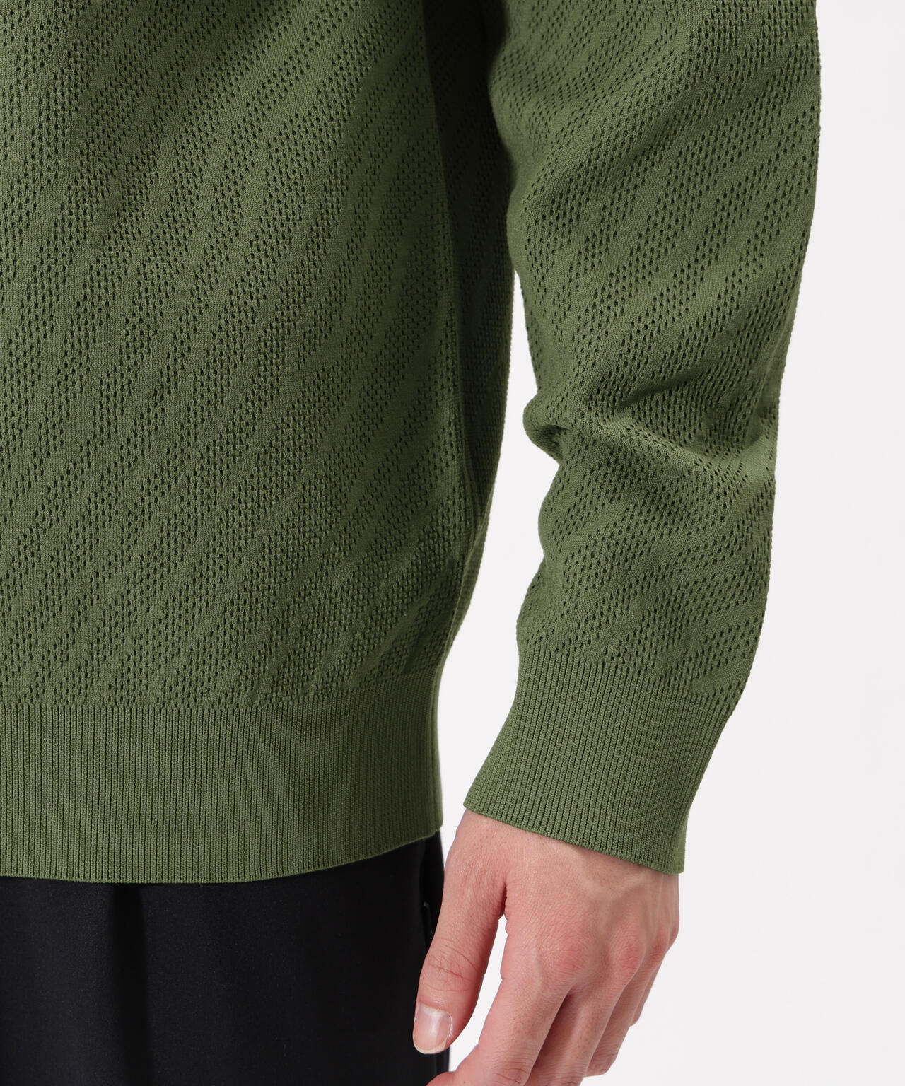 トーナルゼブラ柄 メッシュ ニット プルオーバー (MENS)