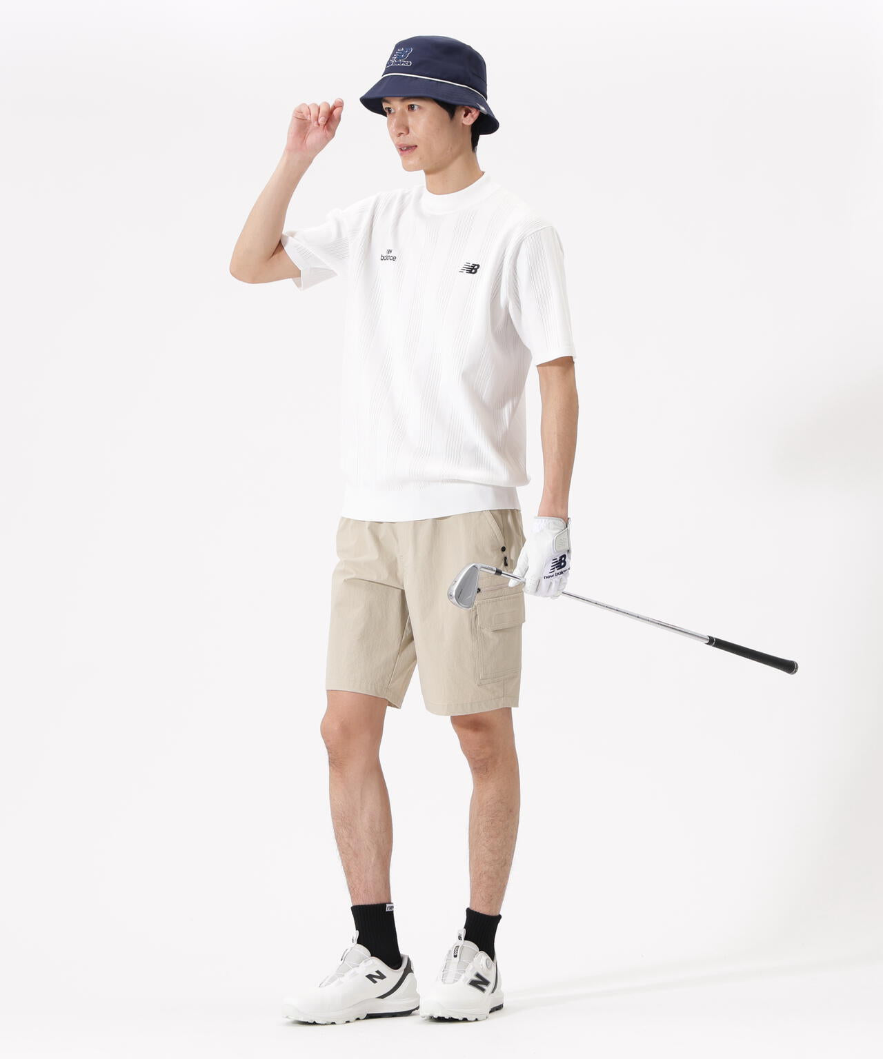 【直営店舗限定】ハーフスリーブ モックネック ニット プルオーバー (MENS)