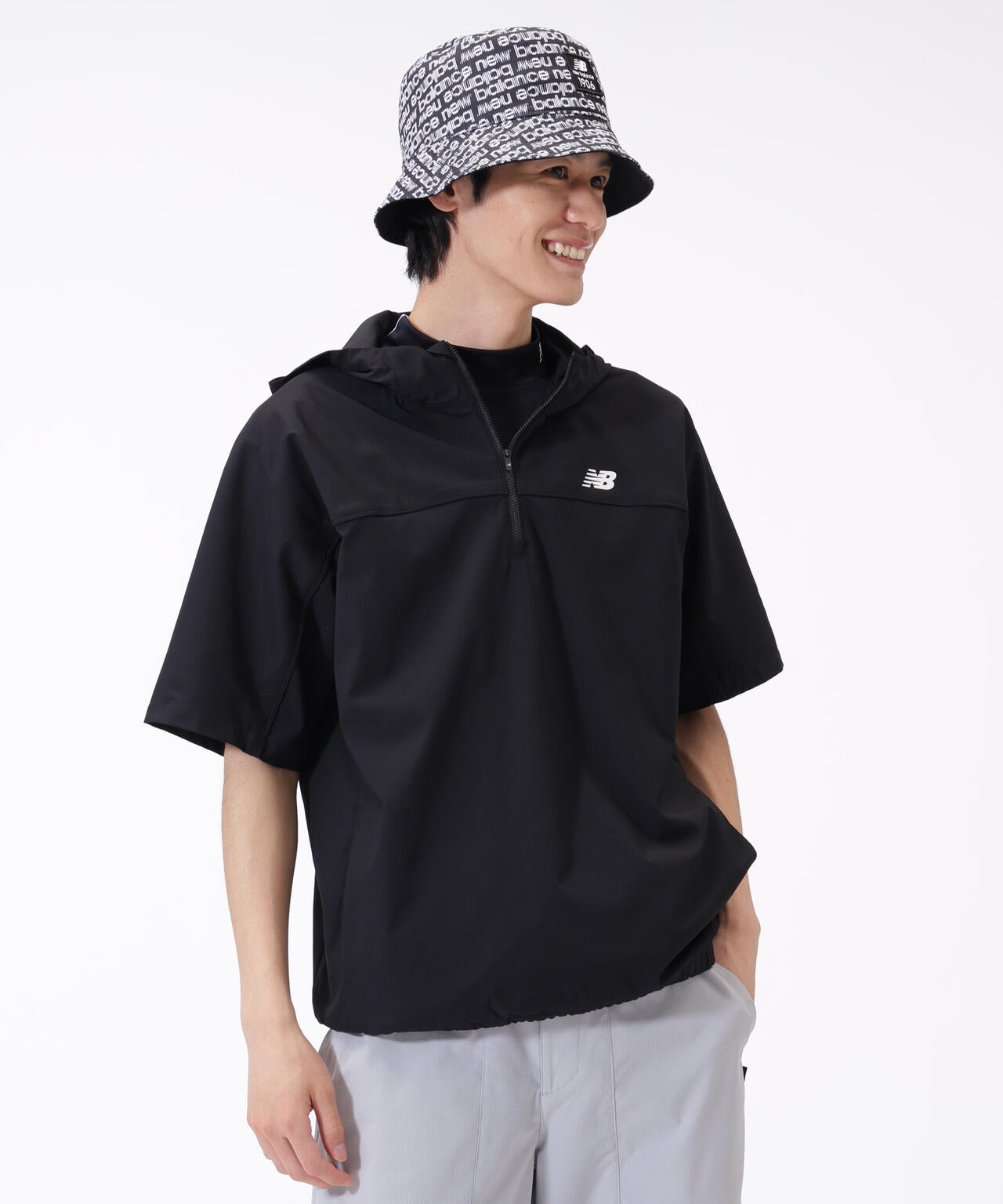 撥水 ハーフジップ プルオーバー フーディー (MENS)