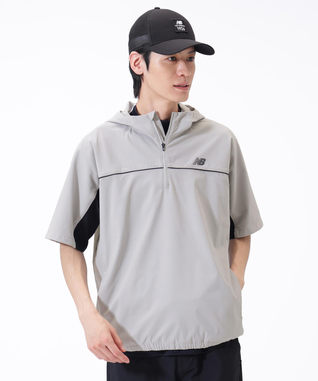 撥水 ハーフジップ プルオーバー フーディー (MENS)