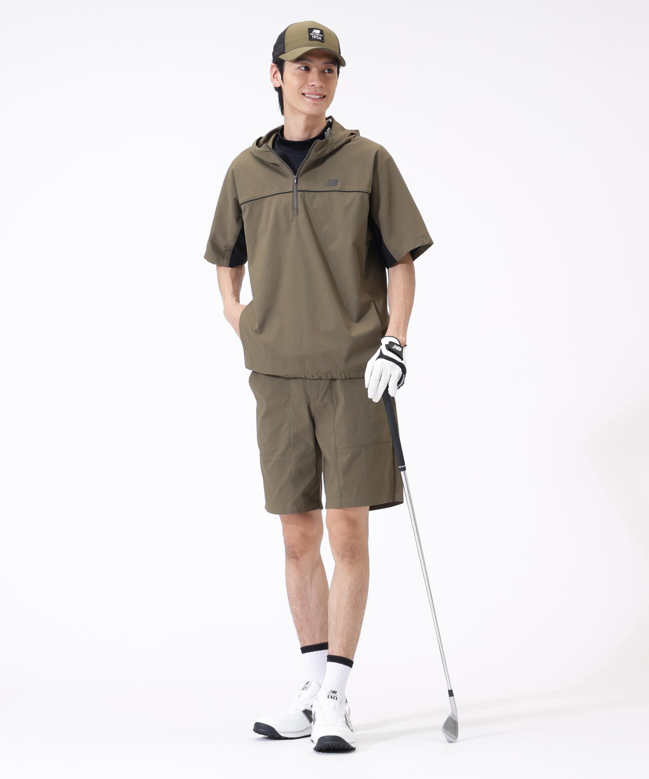 撥水 ハーフジップ プルオーバー フーディー (MENS)