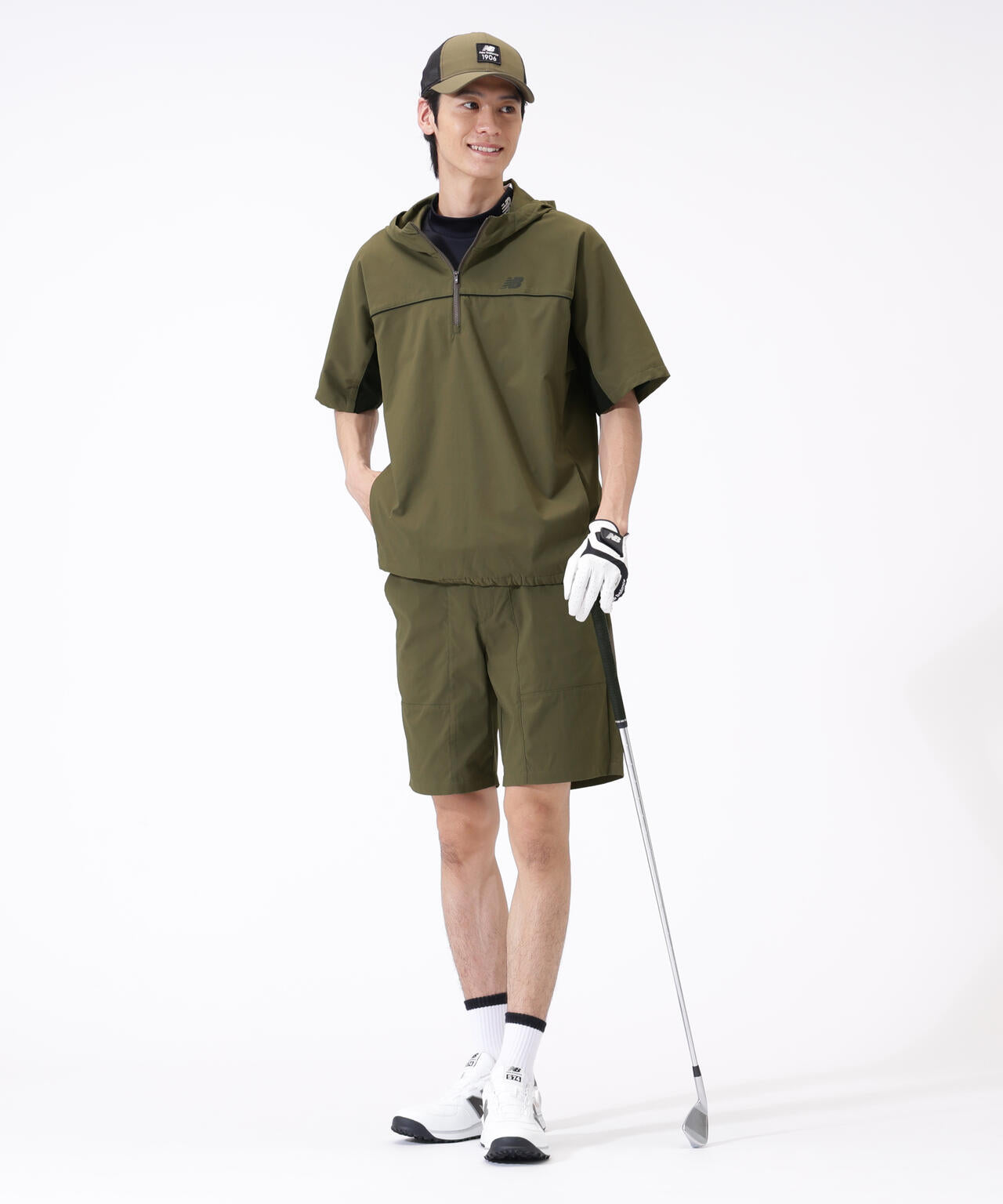 撥水 ハーフジップ プルオーバー フーディー (MENS)