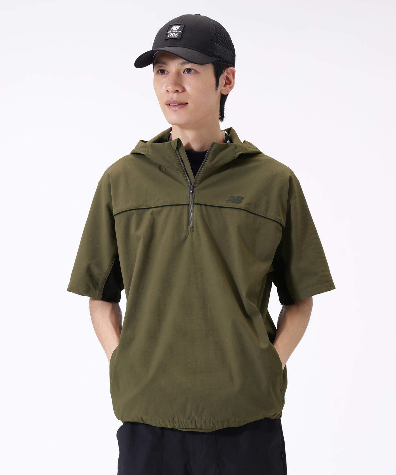 撥水 ハーフジップ プルオーバー フーディー (MENS)