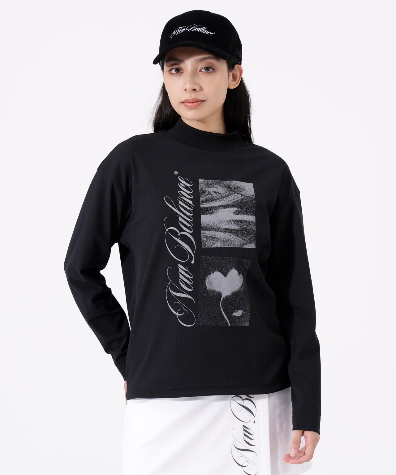 ロゴ×フラワー UV 長袖 モックネック プルオーバー (WOMENS)