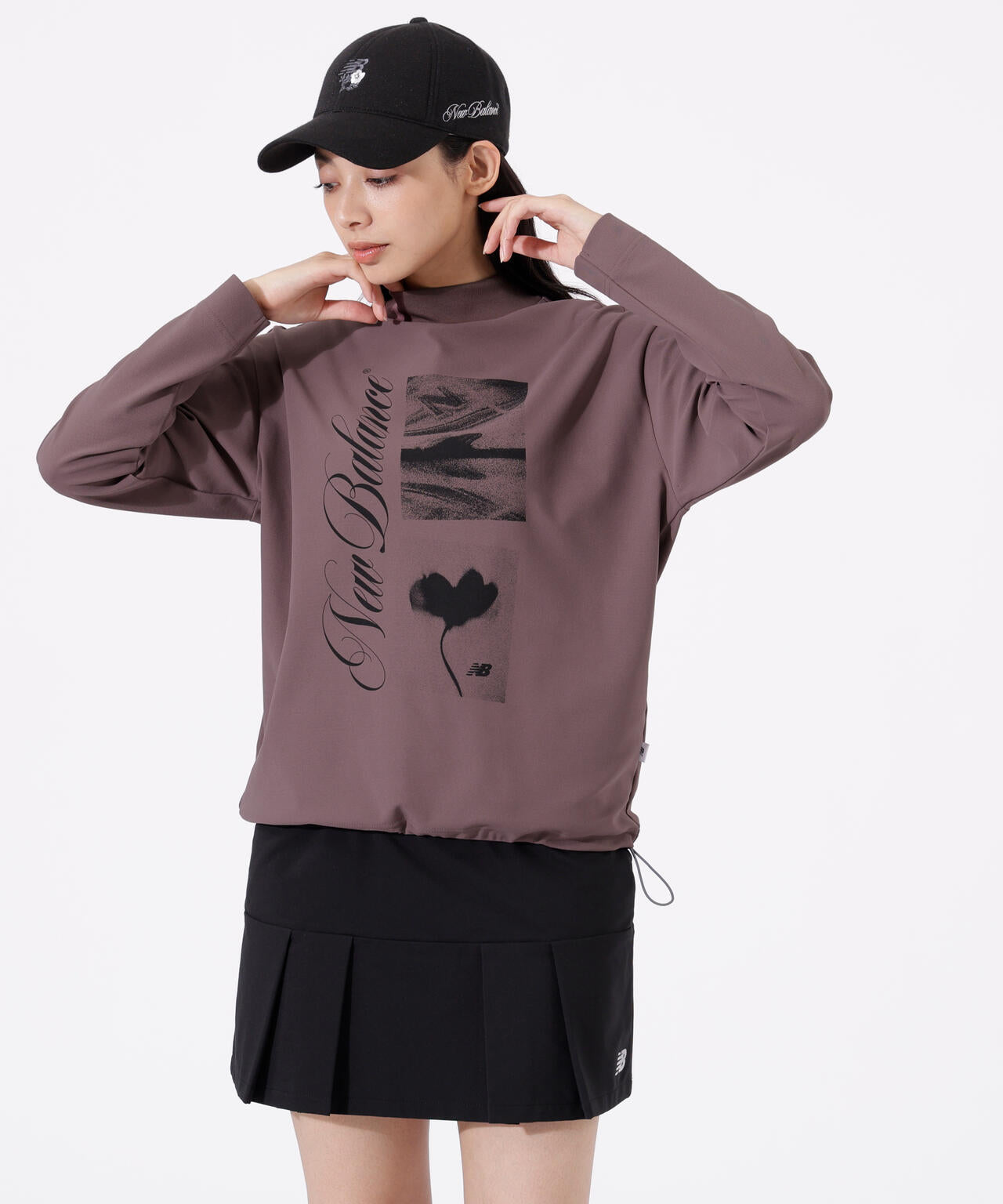 ロゴ×フラワー UV 長袖 モックネック プルオーバー (WOMENS)