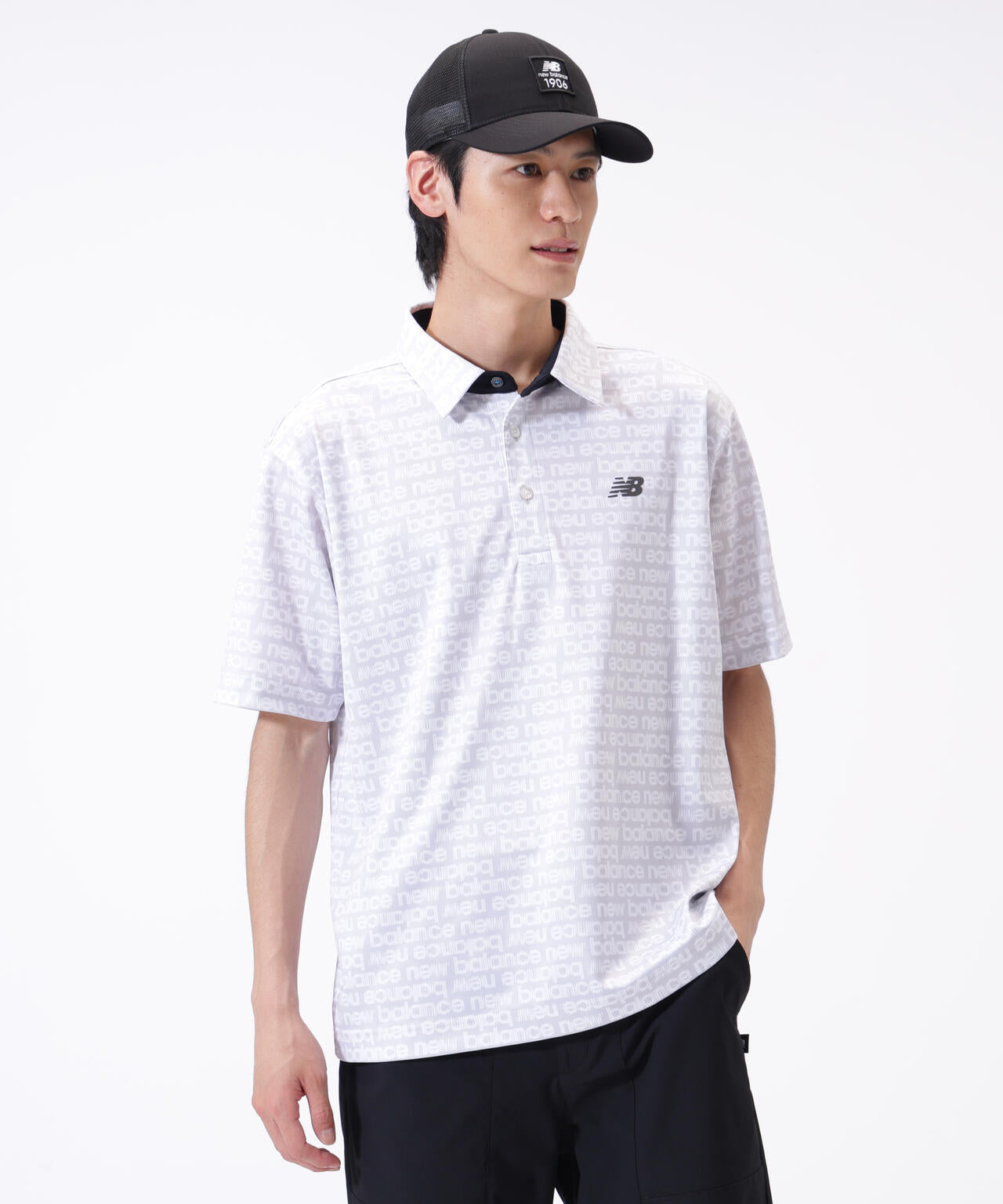 超速乾 総柄 ハーフスリーブ カラーシャツ (MENS)