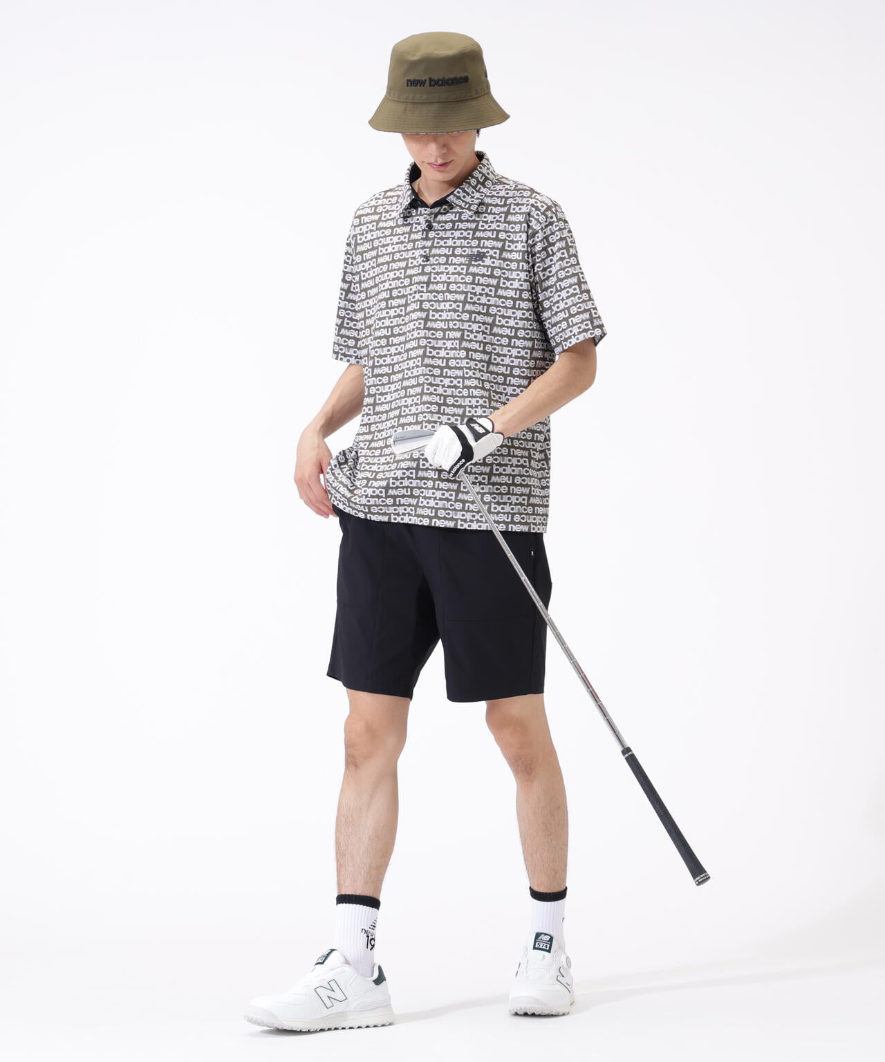 超速乾 総柄 ハーフスリーブ カラーシャツ (MENS)