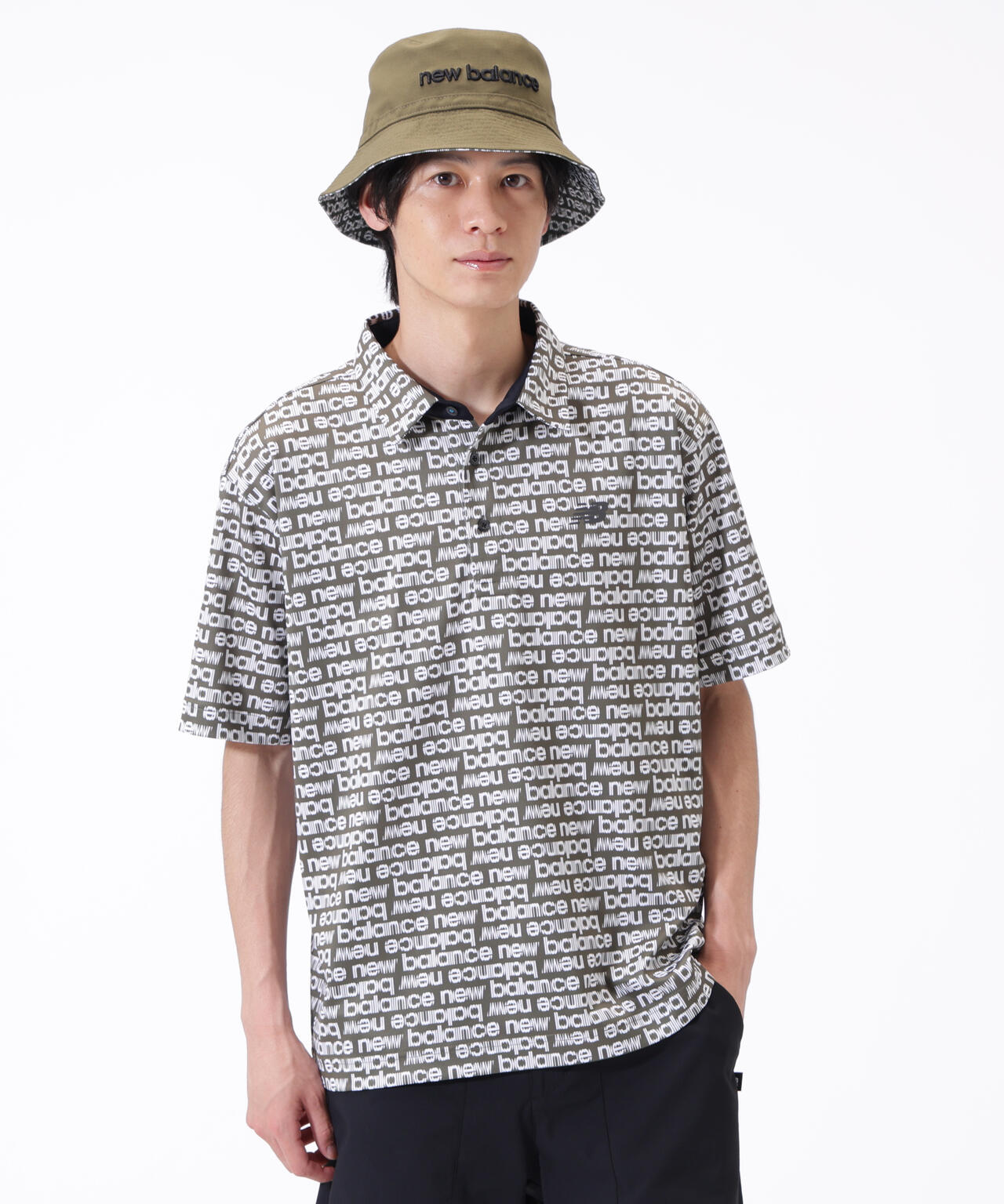 超速乾 総柄 ハーフスリーブ カラーシャツ (MENS)
