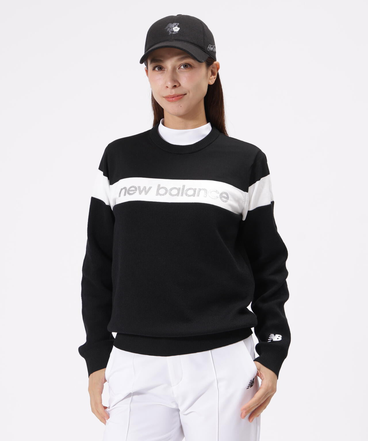 ラメロゴ クルーネック ニット プルオーバー (WOMENS)