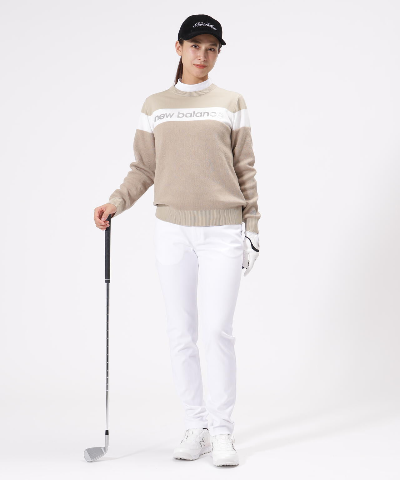 ラメロゴ クルーネック ニット プルオーバー (WOMENS)