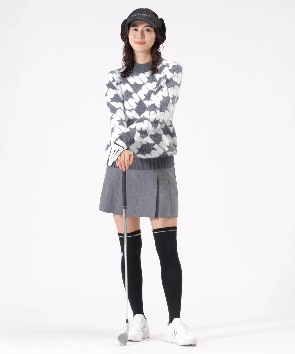 Nサークル柄 モックネック ニット プルオーバー (WOMENS)