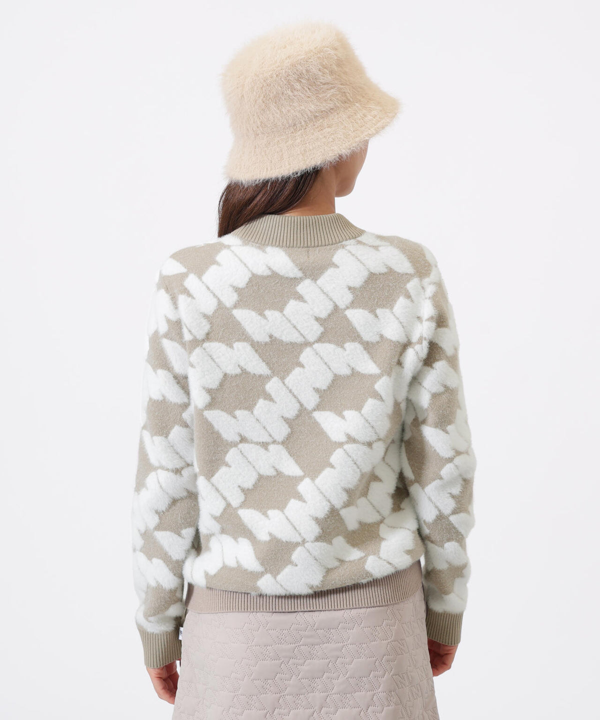Nサークル柄 モックネック ニット プルオーバー (WOMENS)