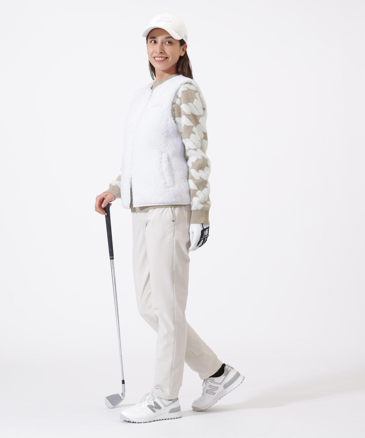Nサークル柄 モックネック ニット プルオーバー (WOMENS)