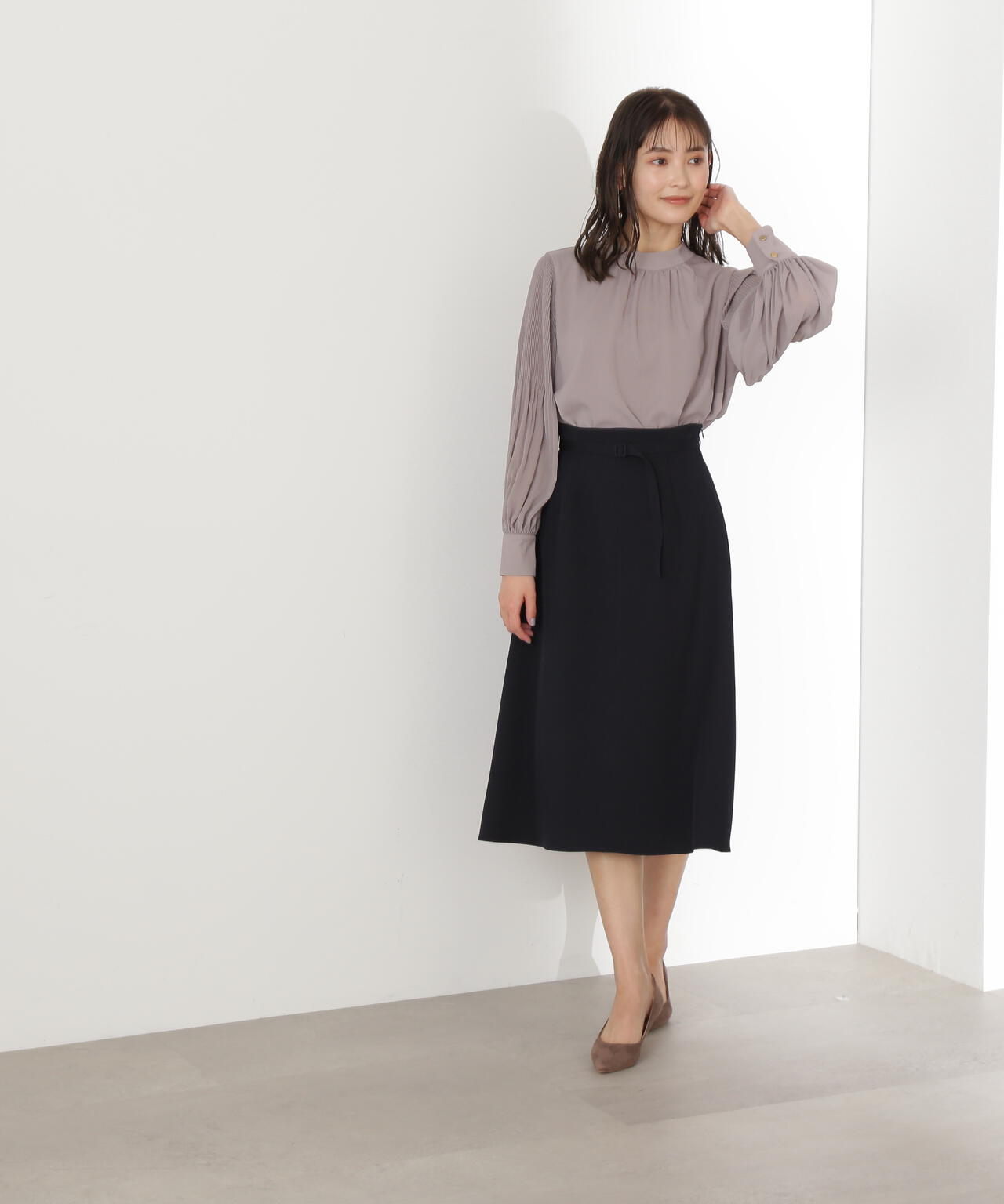 ベルト付きフレアスカート